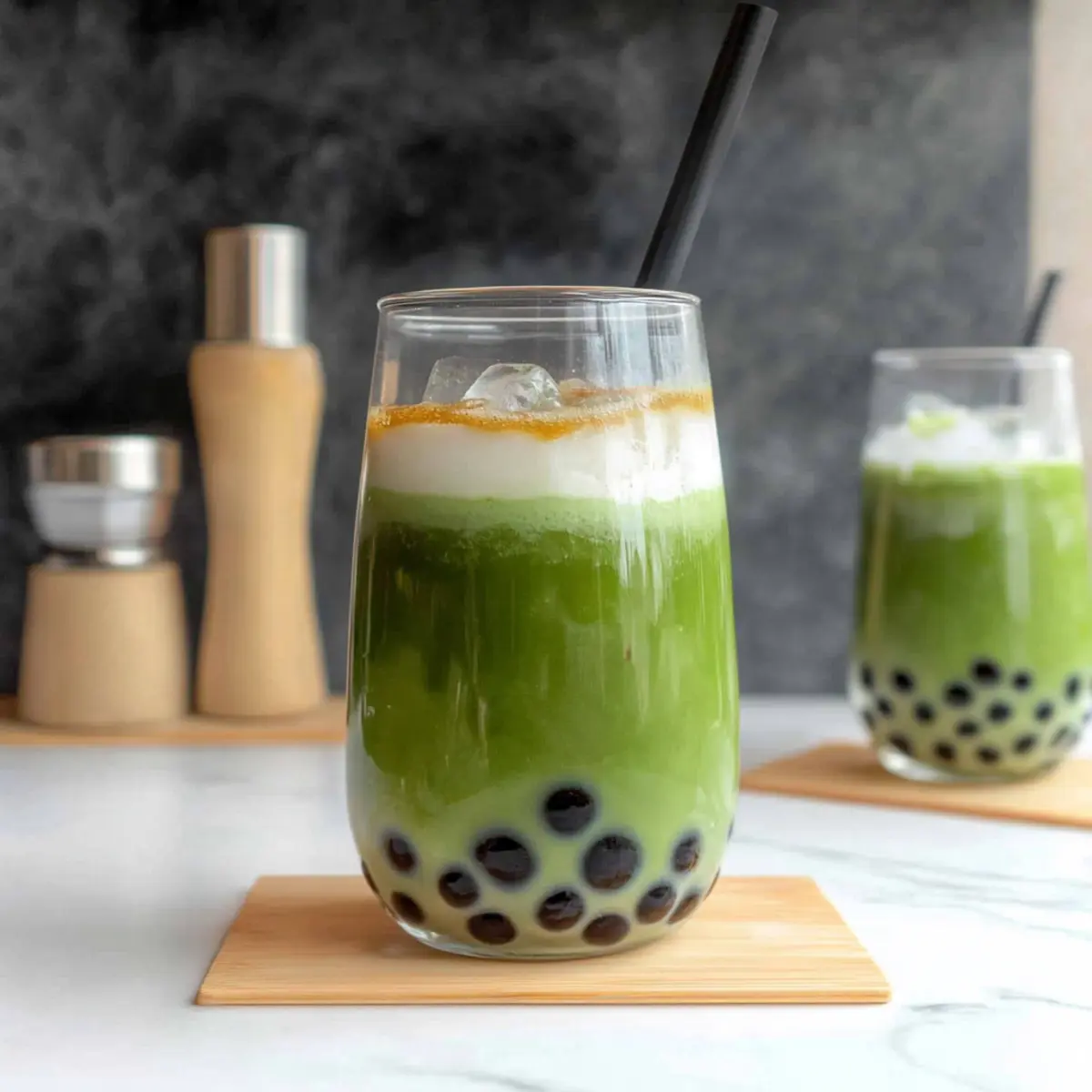 Delicious Matcha Bubble Tea with Brown Sugar for a Refreshing Twist