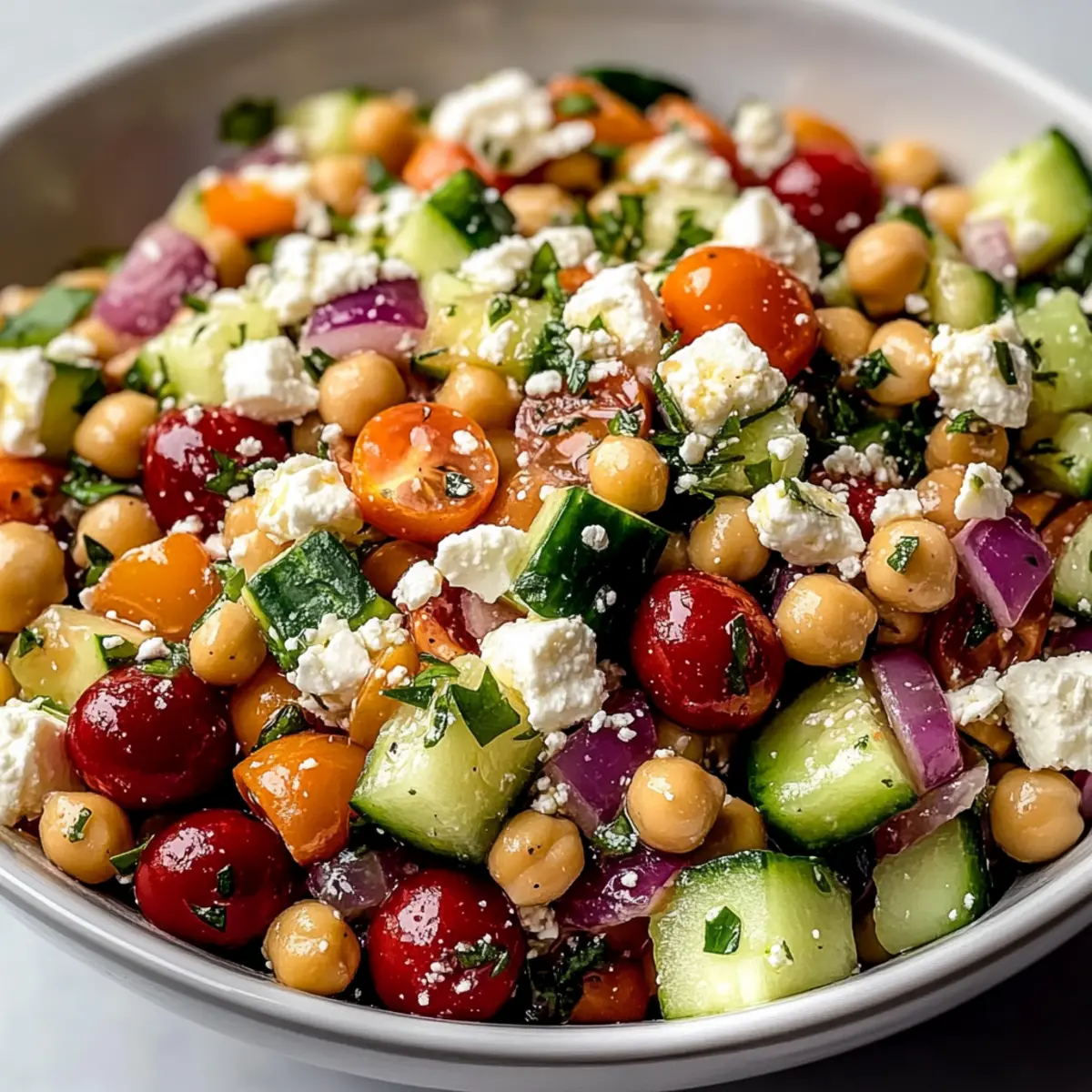 Mediterranean Chickpea Feta Salad That Bursts with Flavor
