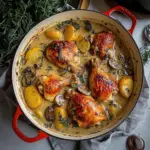 Herb Roasted Chicken in Creamy White Wine Sauce