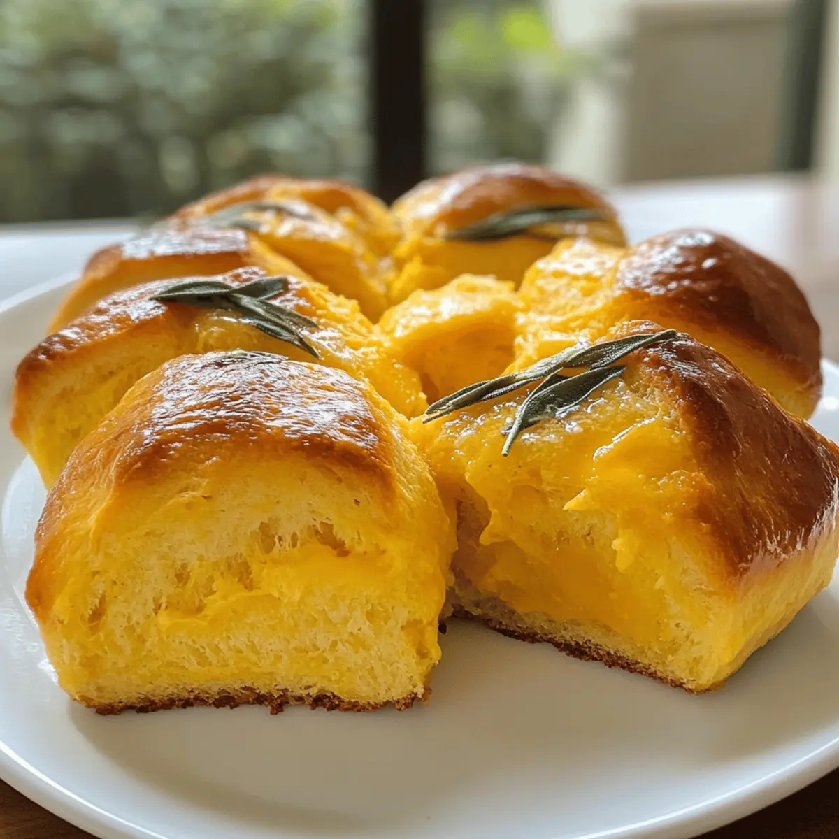 Soft Pumpkin Pull Apart Rolls with Savory Sage Butter