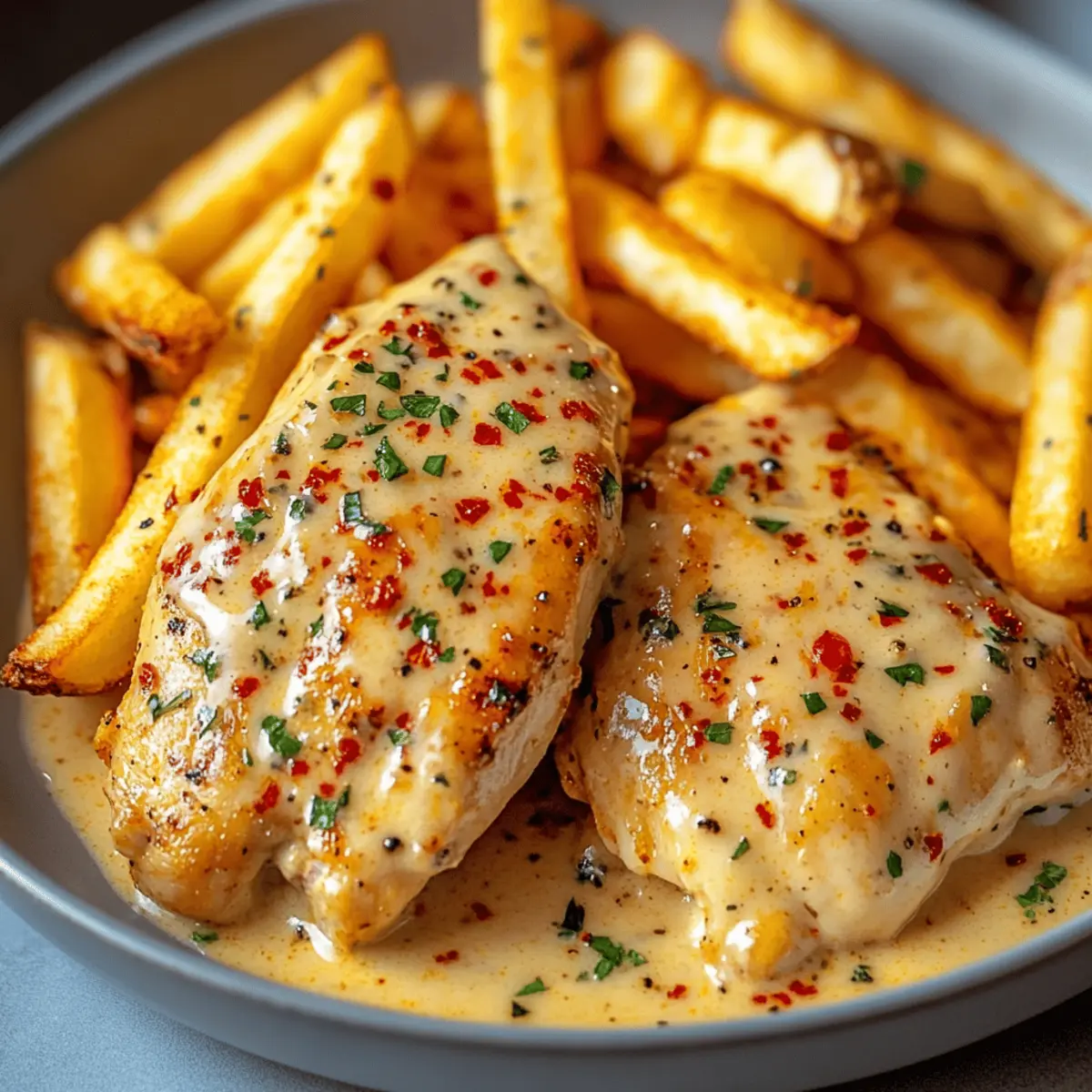 Delicious Chicken Fillet in Spicy, Creamy Garlic-Parmesan Sauce