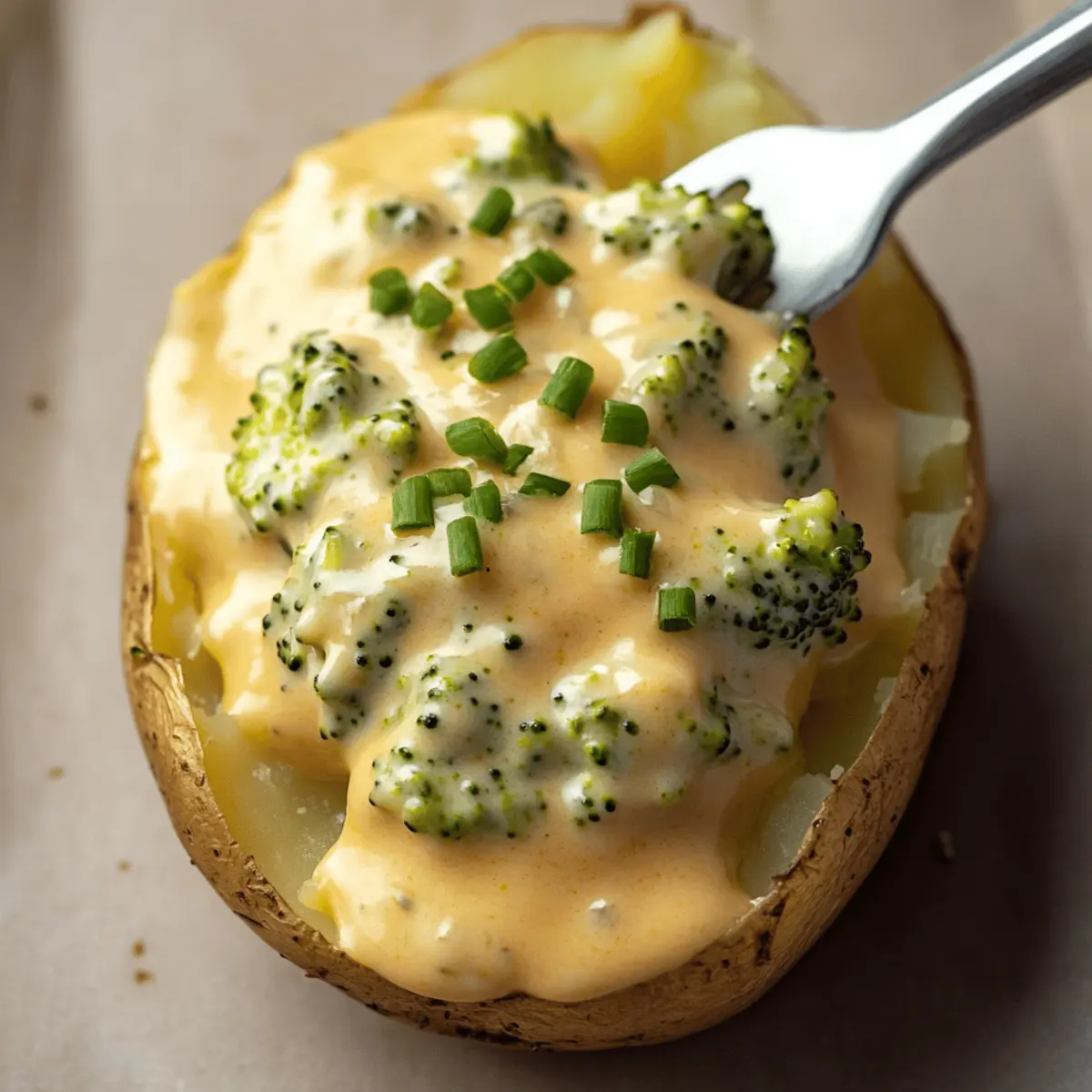 Cheesy Baked Potatoes with Broccoli Cheese Sauce Bliss