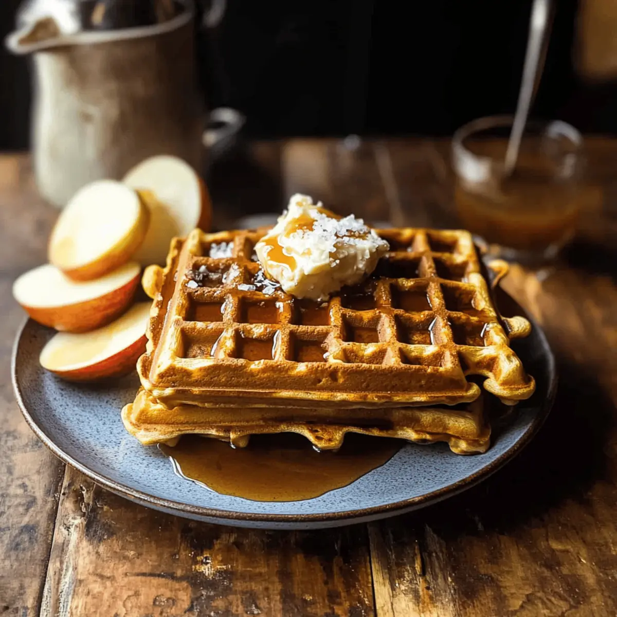 Cider Pumpkin Waffles with Salted Maple Butter for Cozy Mornings