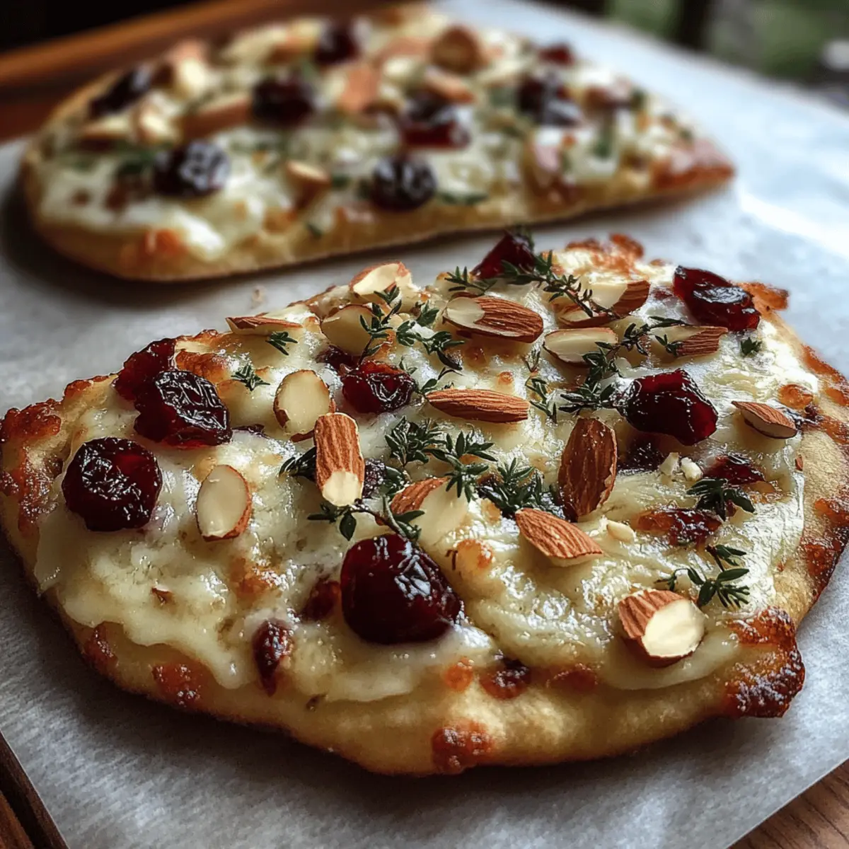 Crispy Flatbread with Brie, Cranberries & Toasted Almonds Bliss