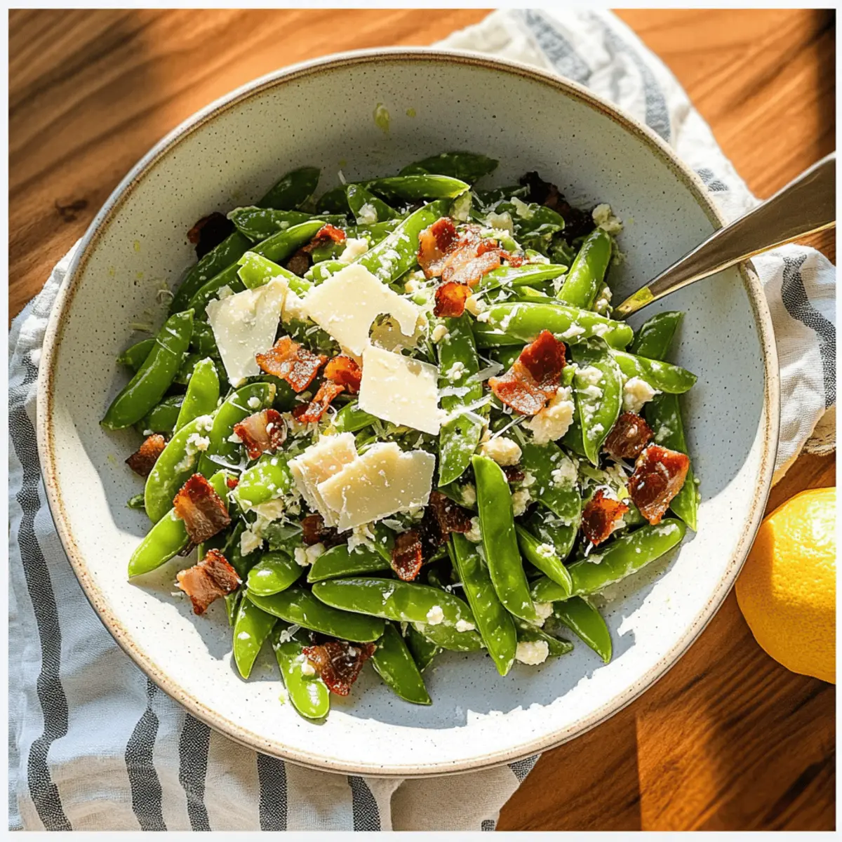 Crisp Snap Pea Salad with Lemon Parmesan Vinaigrette Bliss