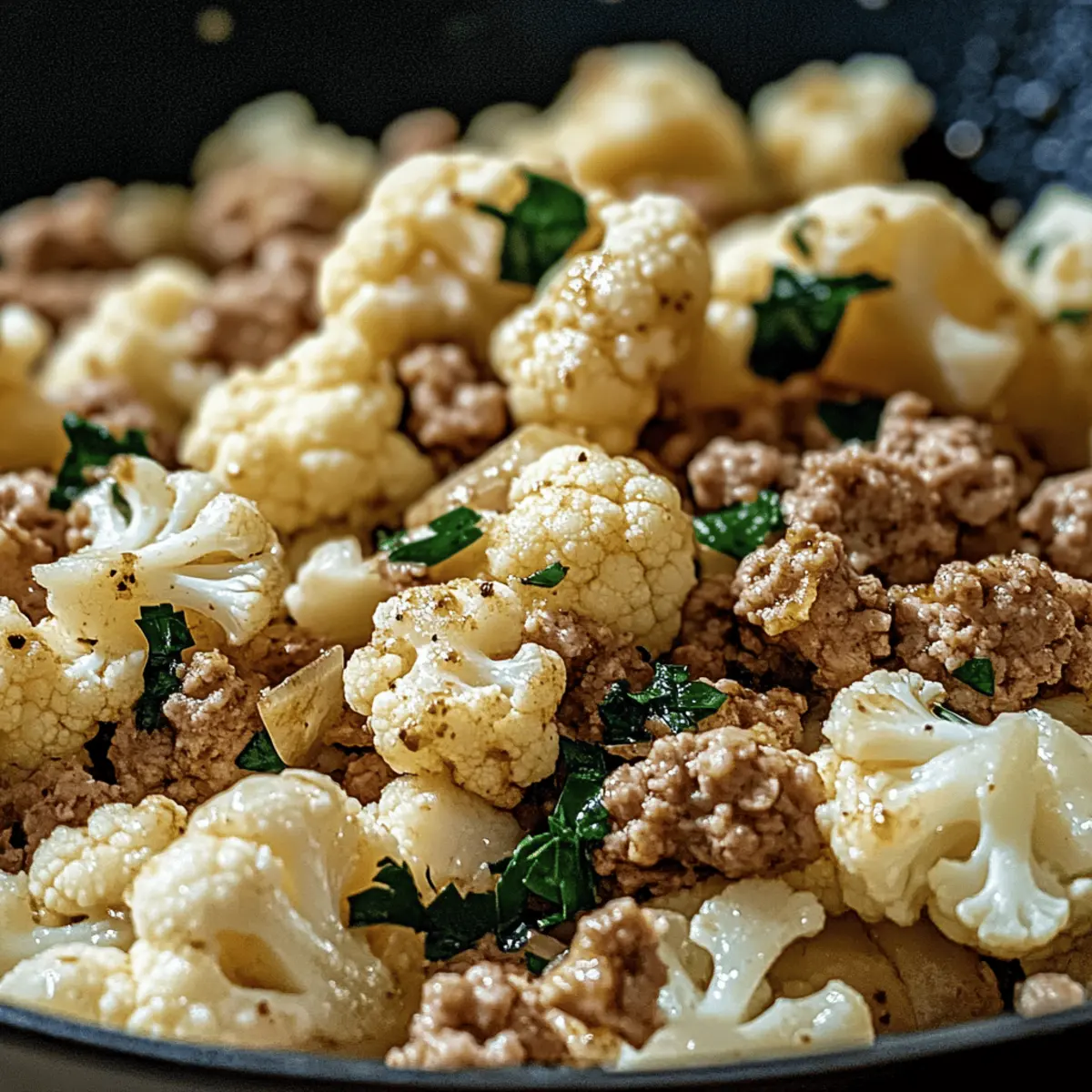 Savory Garlic Butter Ground Turkey with Cauliflower Skillet