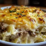 Creamed Cabbage and Ground Beef Casserole