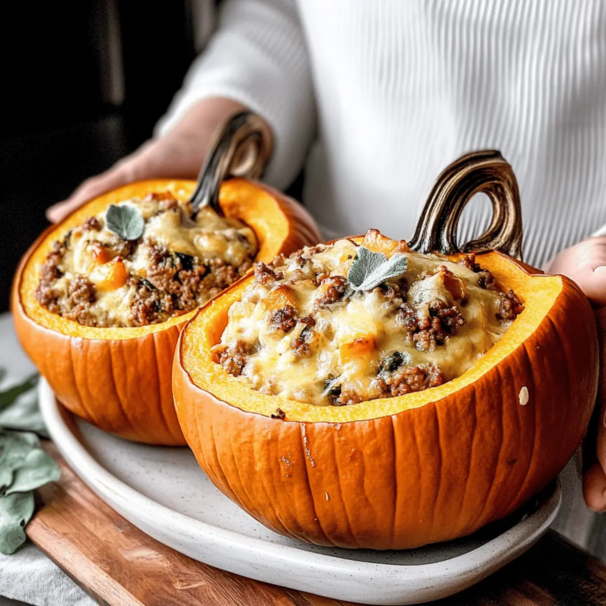 Ground Turkey & Brown Butter Sage Stuffed Pumpkins Delight