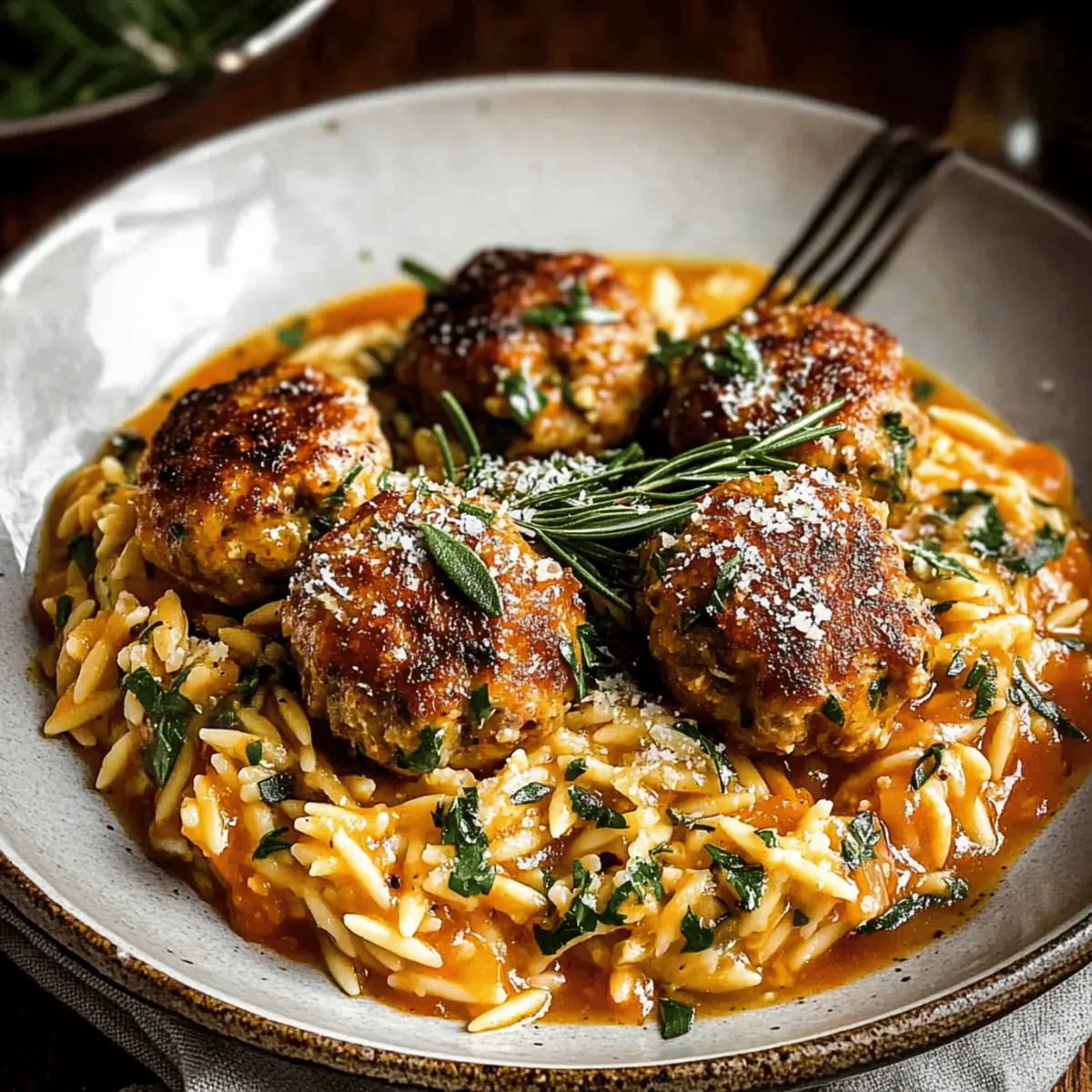 Rosemary Chicken Meatballs Tomato Orzo: A Cozy Family Favorite