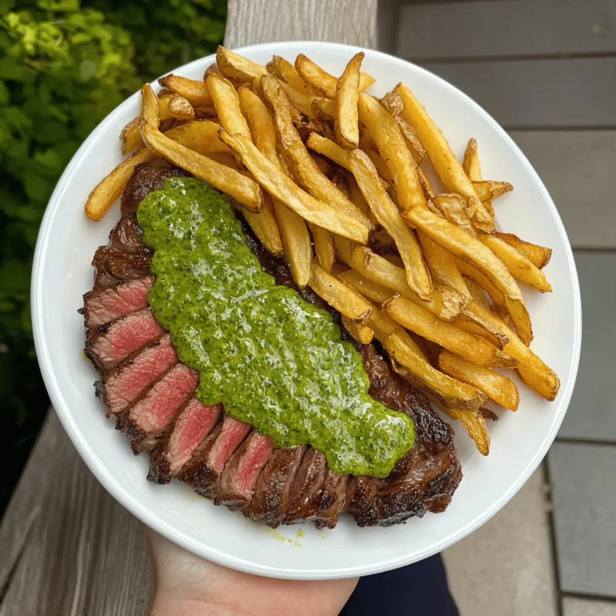 Irresistible Steak Frites with Herbed Green Sauce Delight