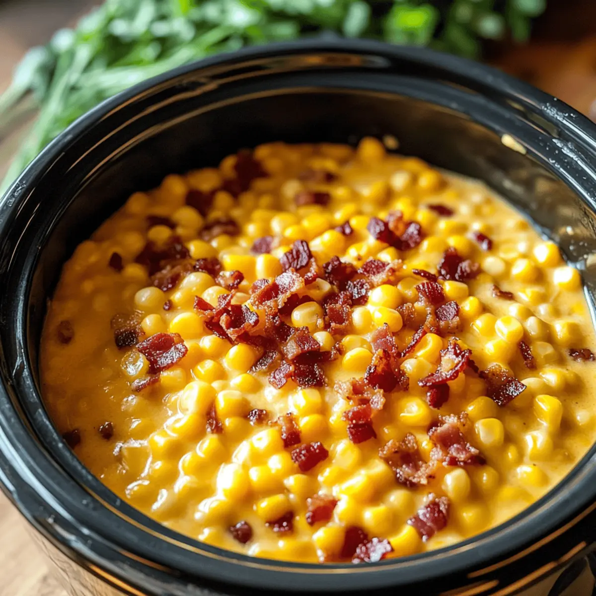Creamy Slow Cooker Cheddar Corn with Bacon for Comforting Flavor