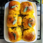 Soft Pumpkin Pull Apart Rolls with Sage Butter