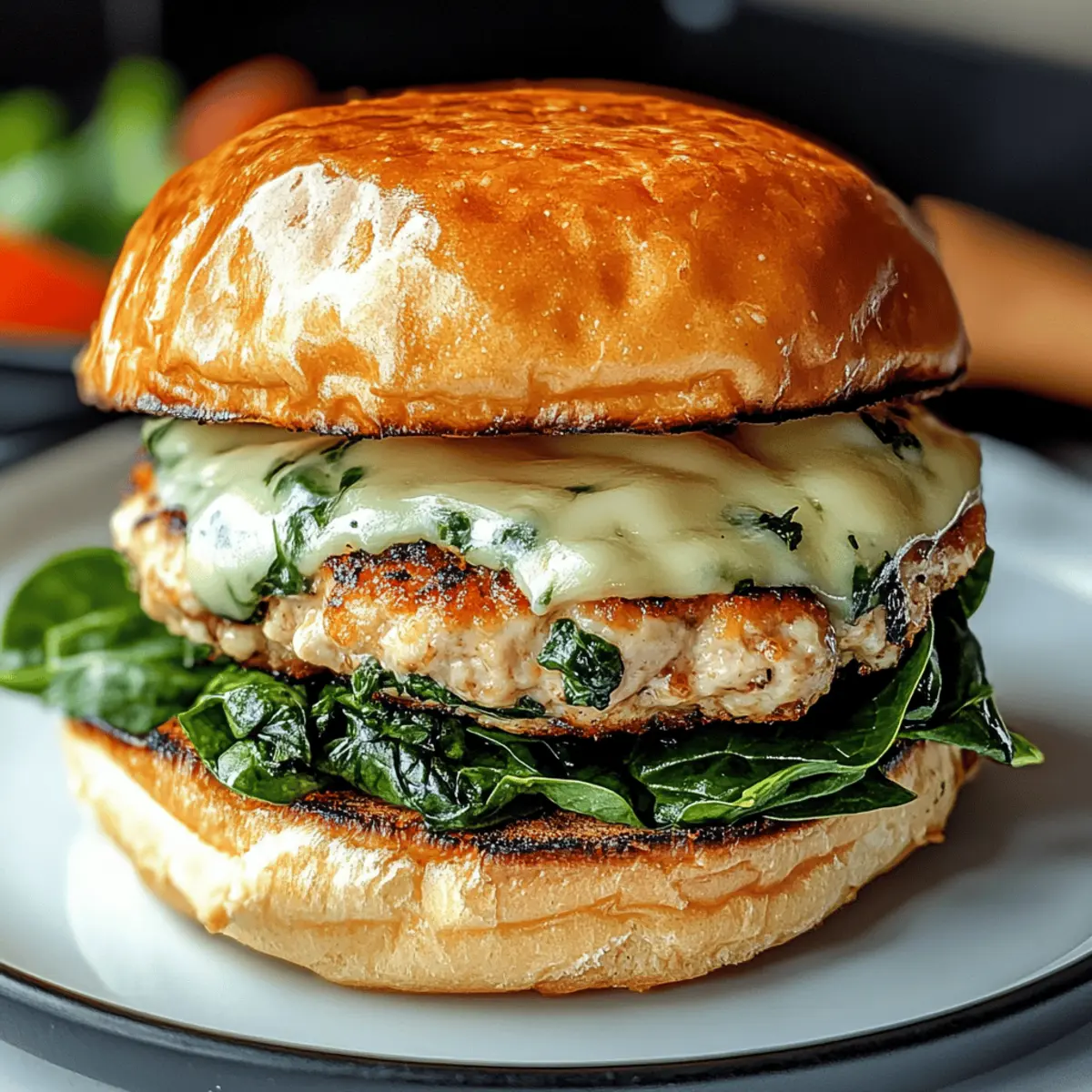 Delicious White Cheddar and Spinach Chicken Burgers at Home