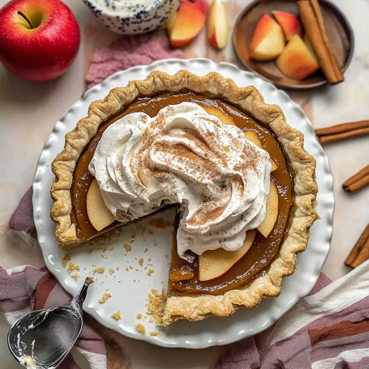 Apple Butter Pie with Cinnamon Whipped Cream Delight
