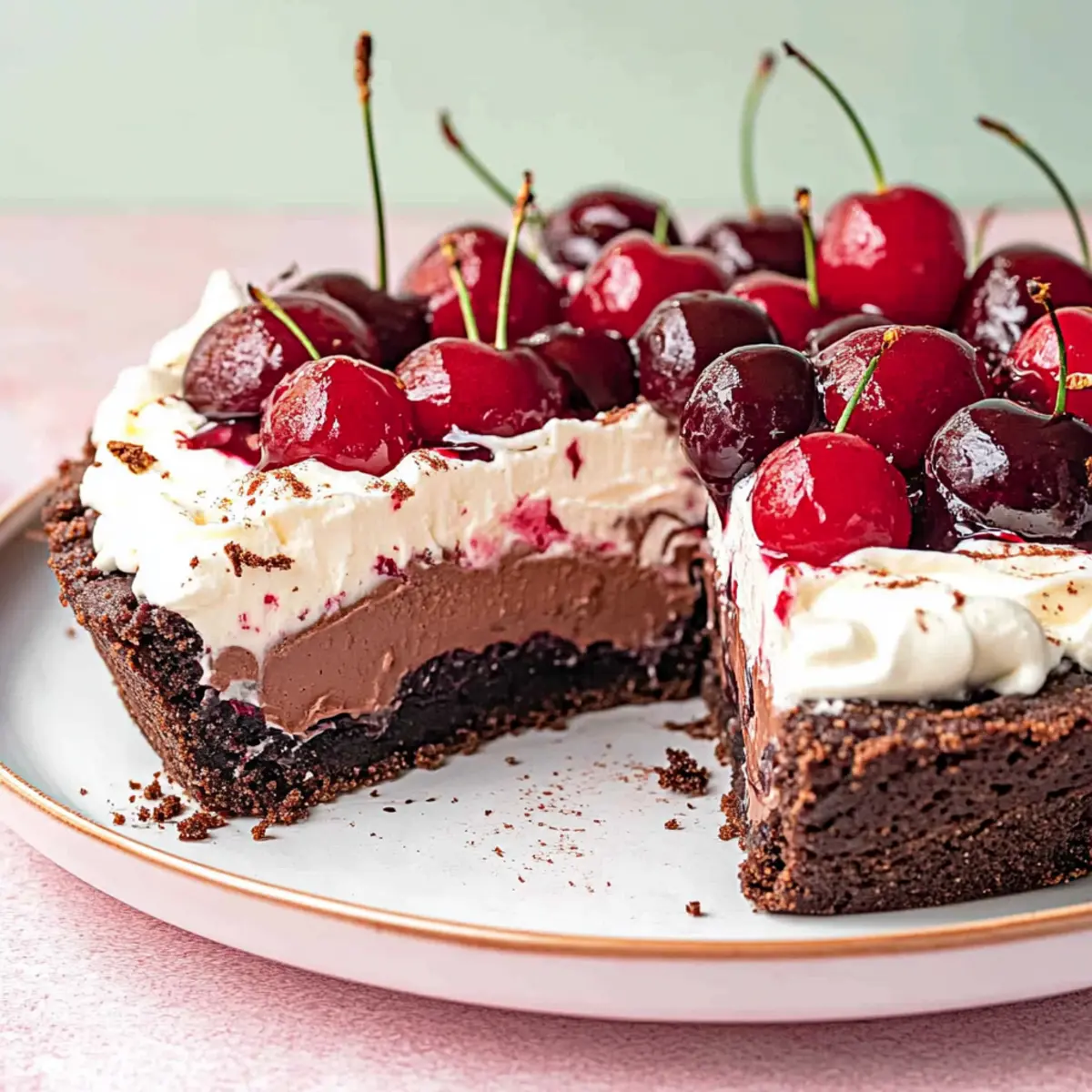 Decadent Black Forest Chocolate Tart with Fresh Cherries Delight
