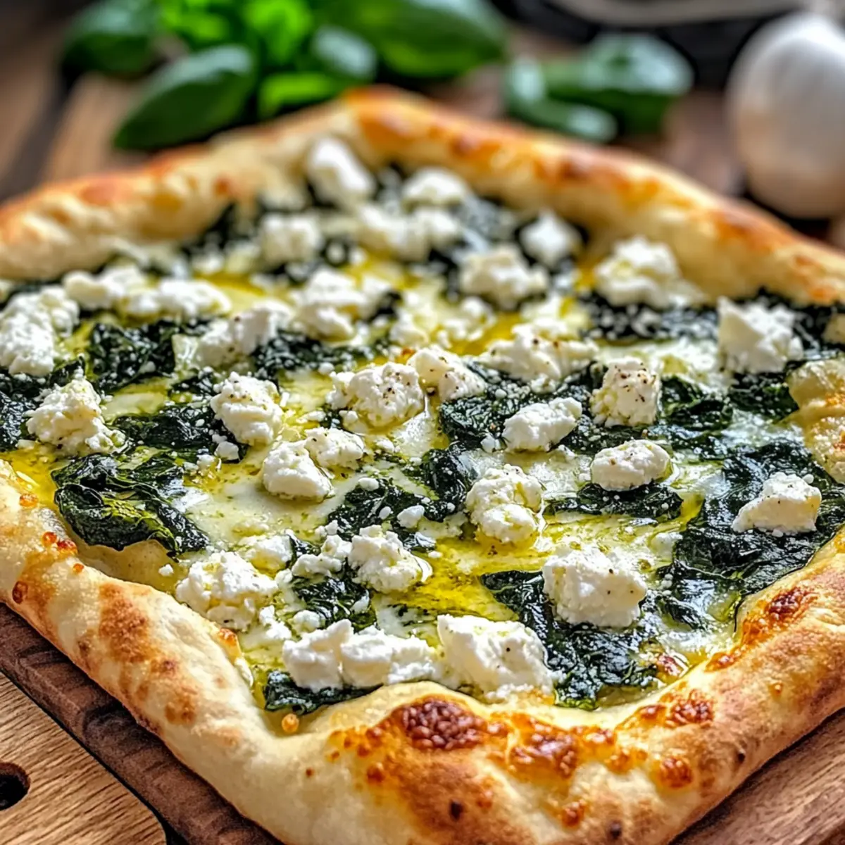 Delicious Greek Roasted Garlic Spinach White Pizza Recipe