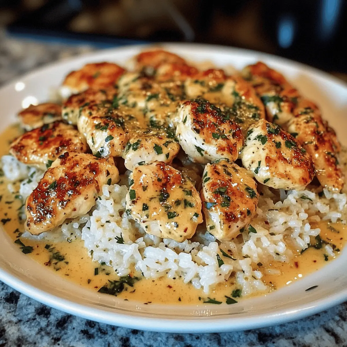 Delicious Chicken Scampi with Creamy Garlic Parmesan Rice