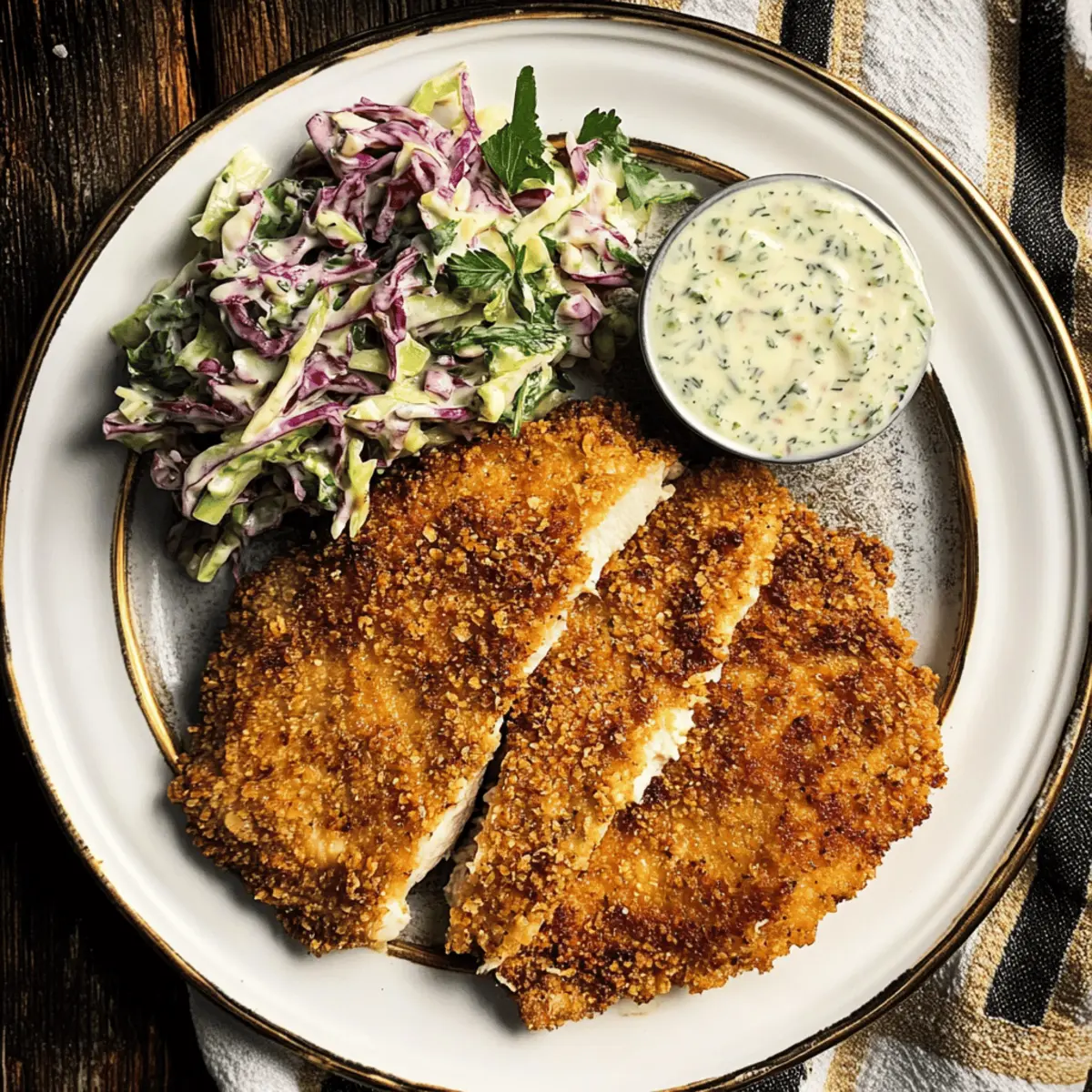 Crispy Walnut Crusted Chicken with Fennel Slaw Delight