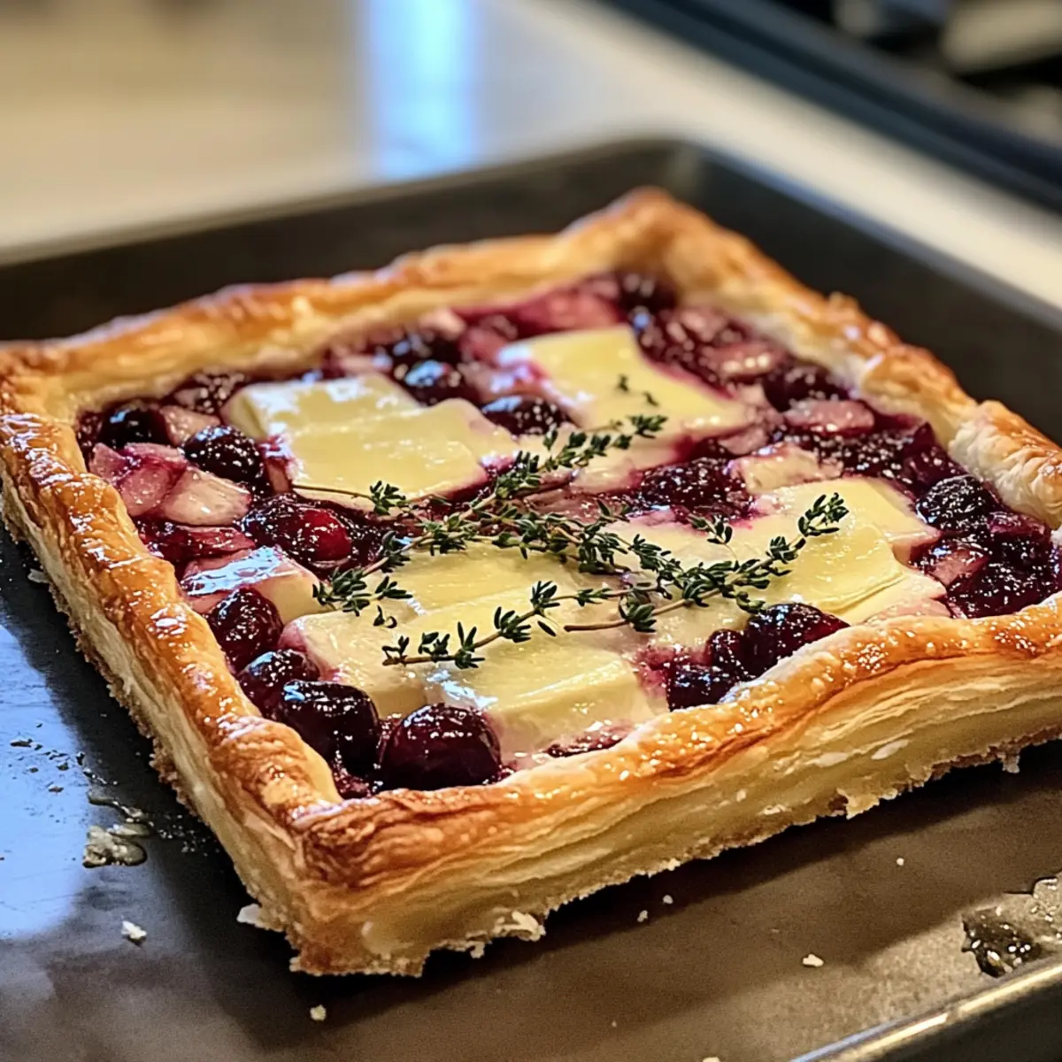 Cranberry Brie Tart with Pancetta & Thyme: A Festive Delight