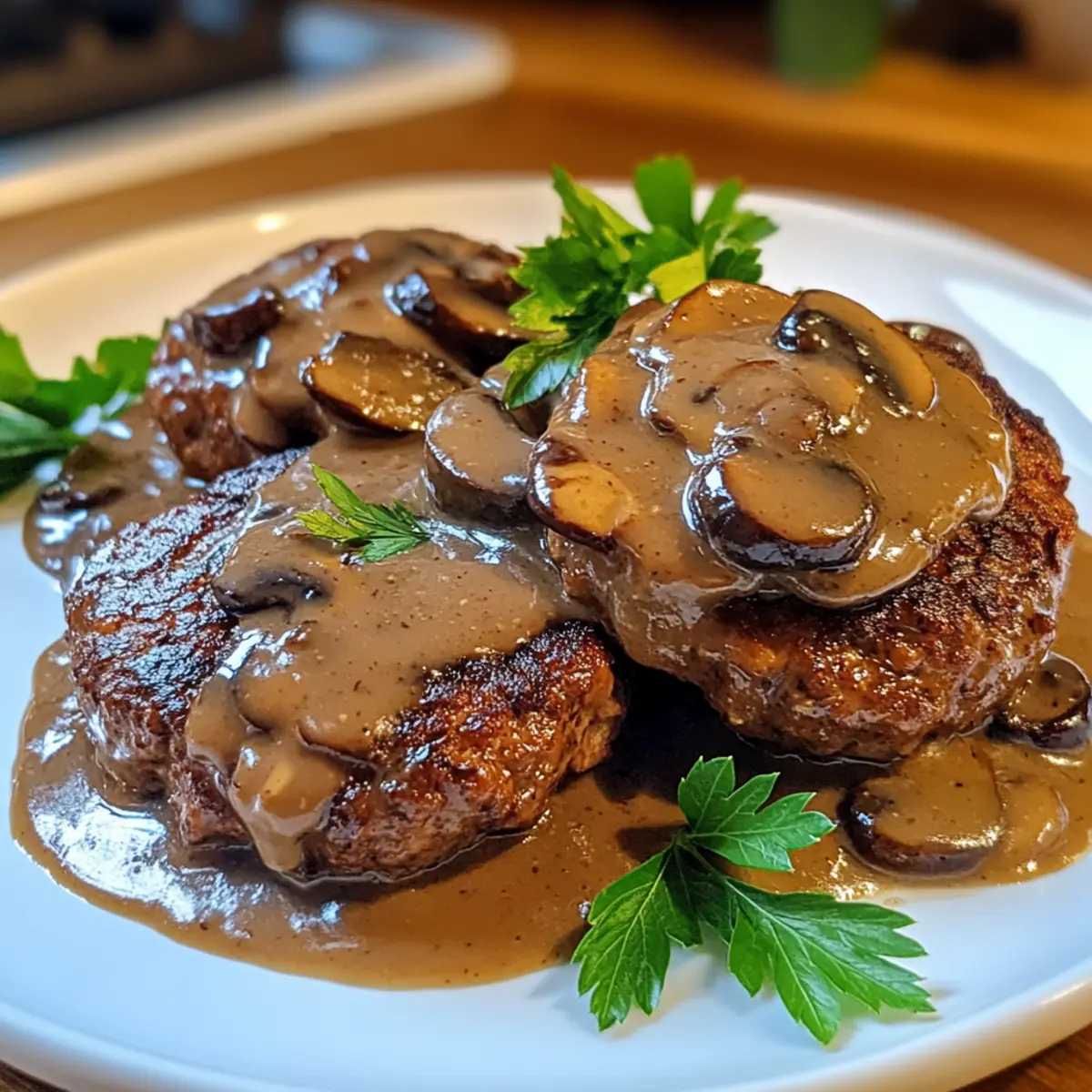 Comforting Smothered Rissoles in Rich Mushroom Gravy