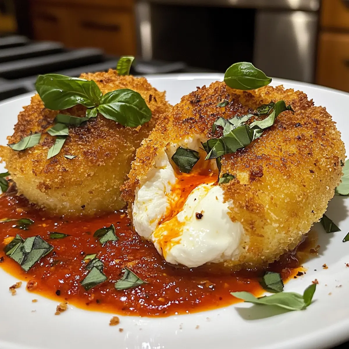 Crispy Fried Burrata with Spicy Vodka-Style Sauce Delight