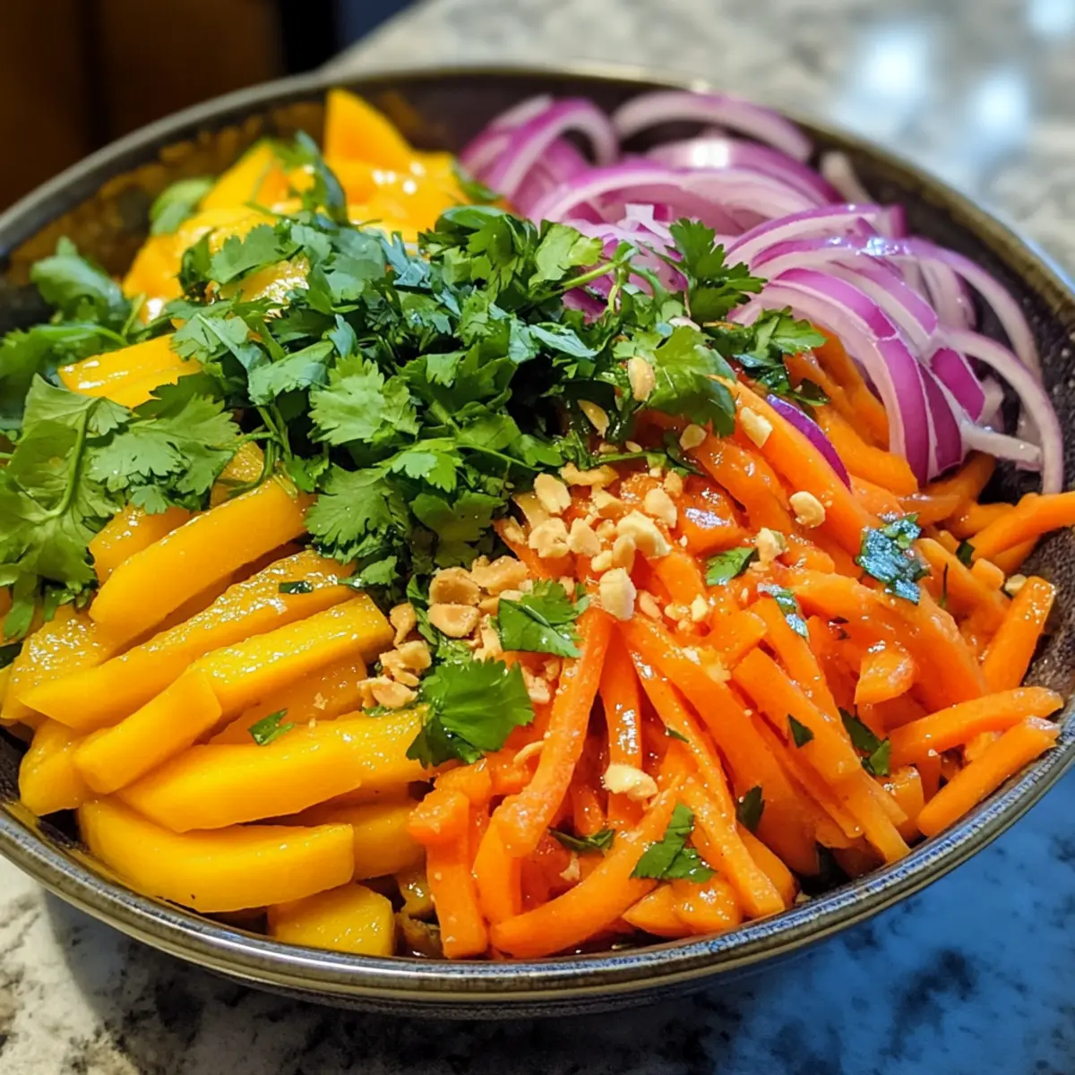 Fresh Green Thai Mango Salad with Sweet and Spicy Twist