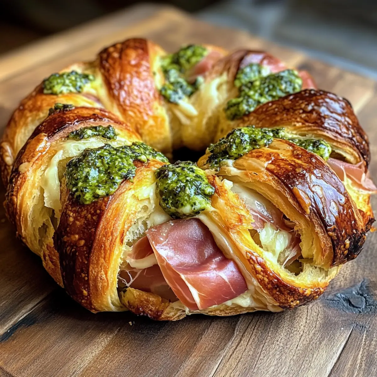 Saffron Wreath Bread with Prosciutto, Gruyere & Pesto Bliss