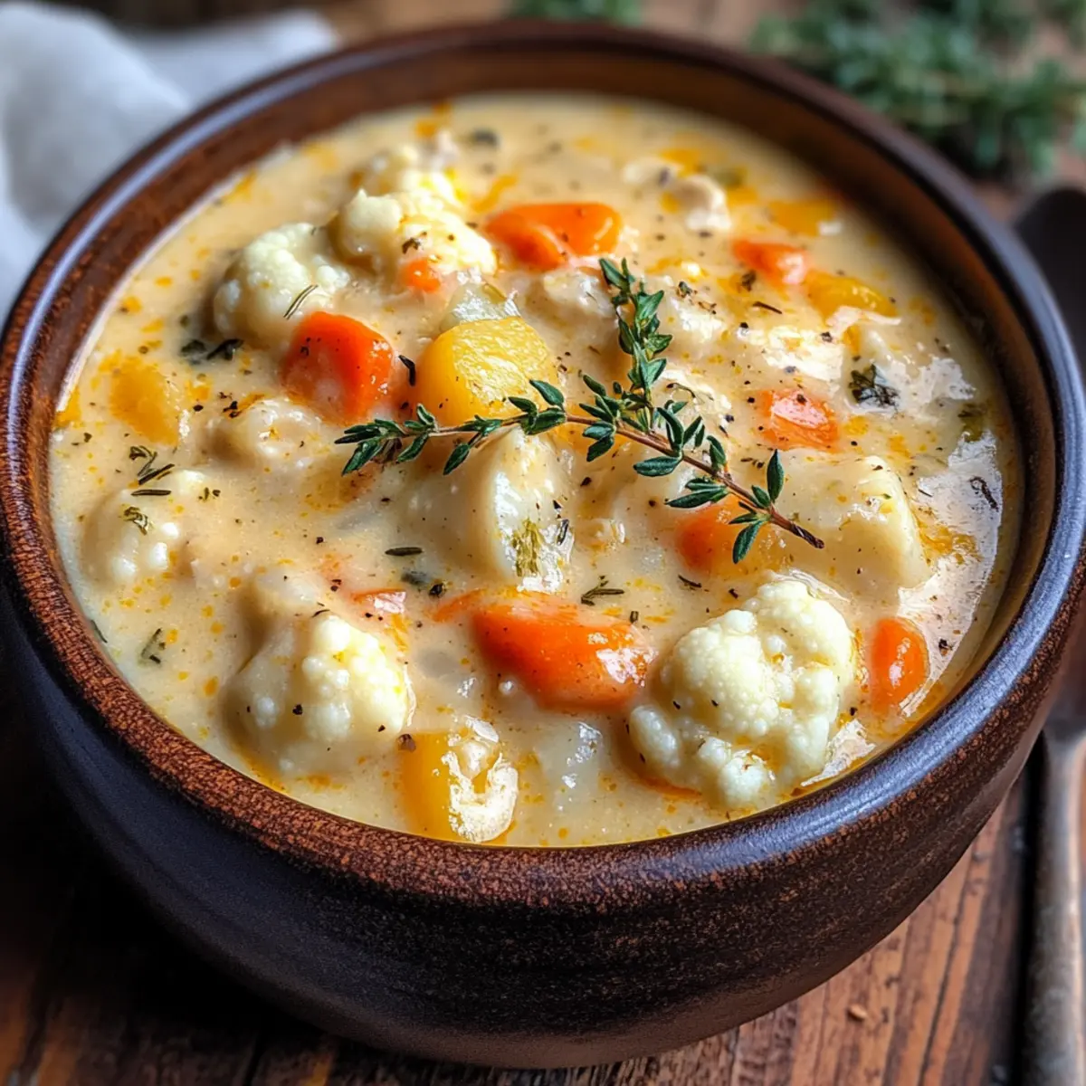 Creamy Chicken Cauliflower Cheddar Chowder Made Healthy
