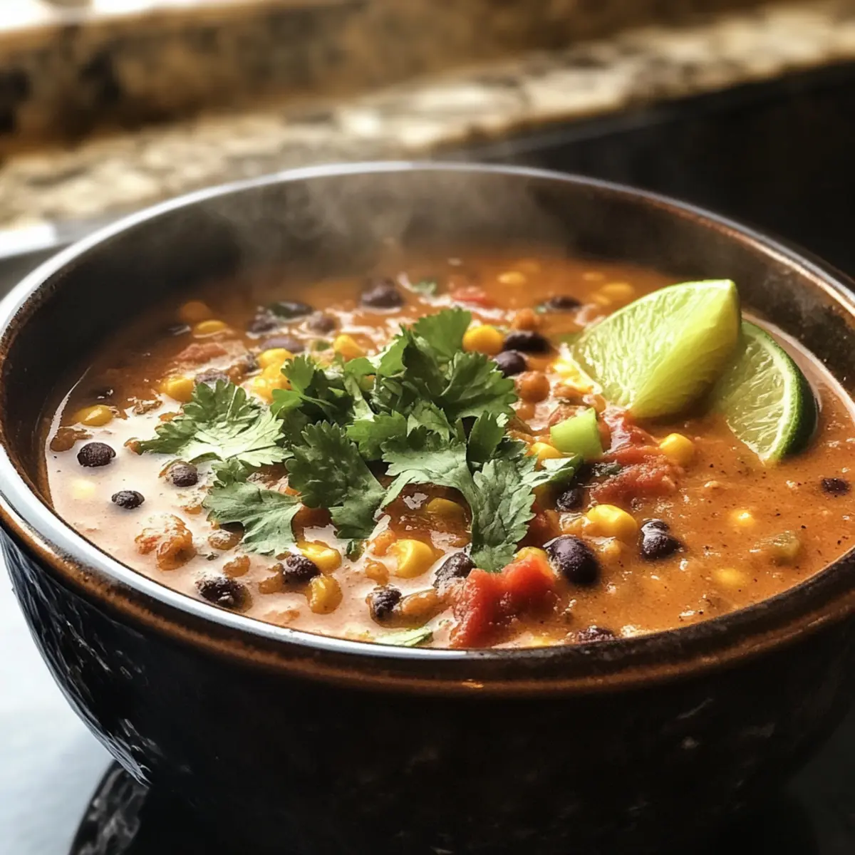Savor the Comfort of Black Bean Enchilada Soup in 5 Minutes