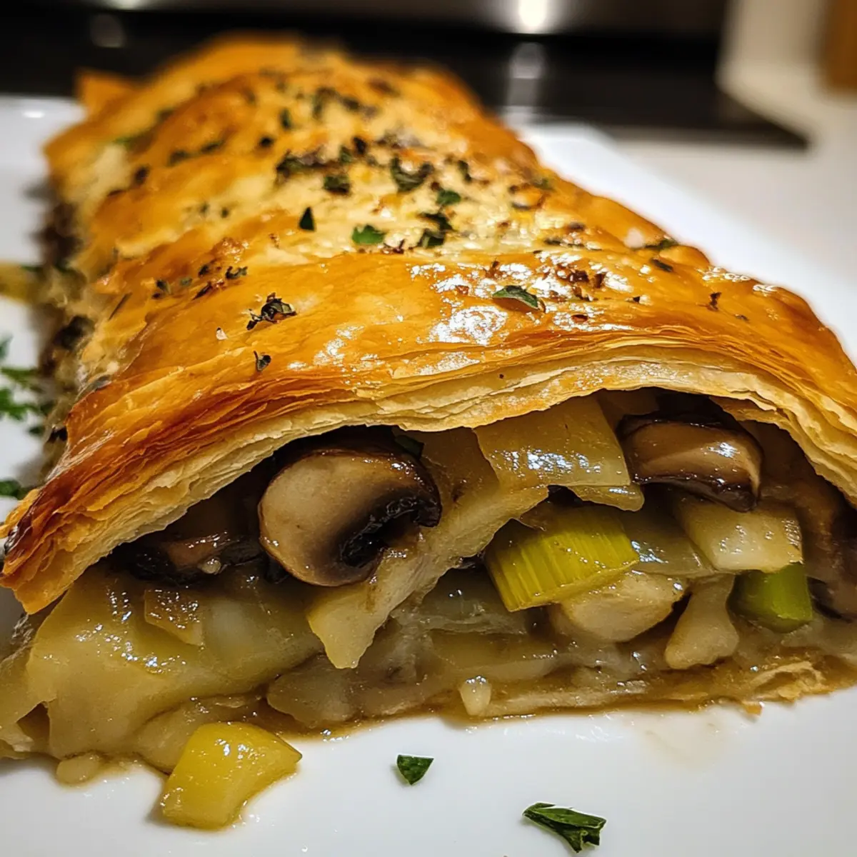 Savory Mushroom Strudel with Leeks and Parmesan Cheese Bliss