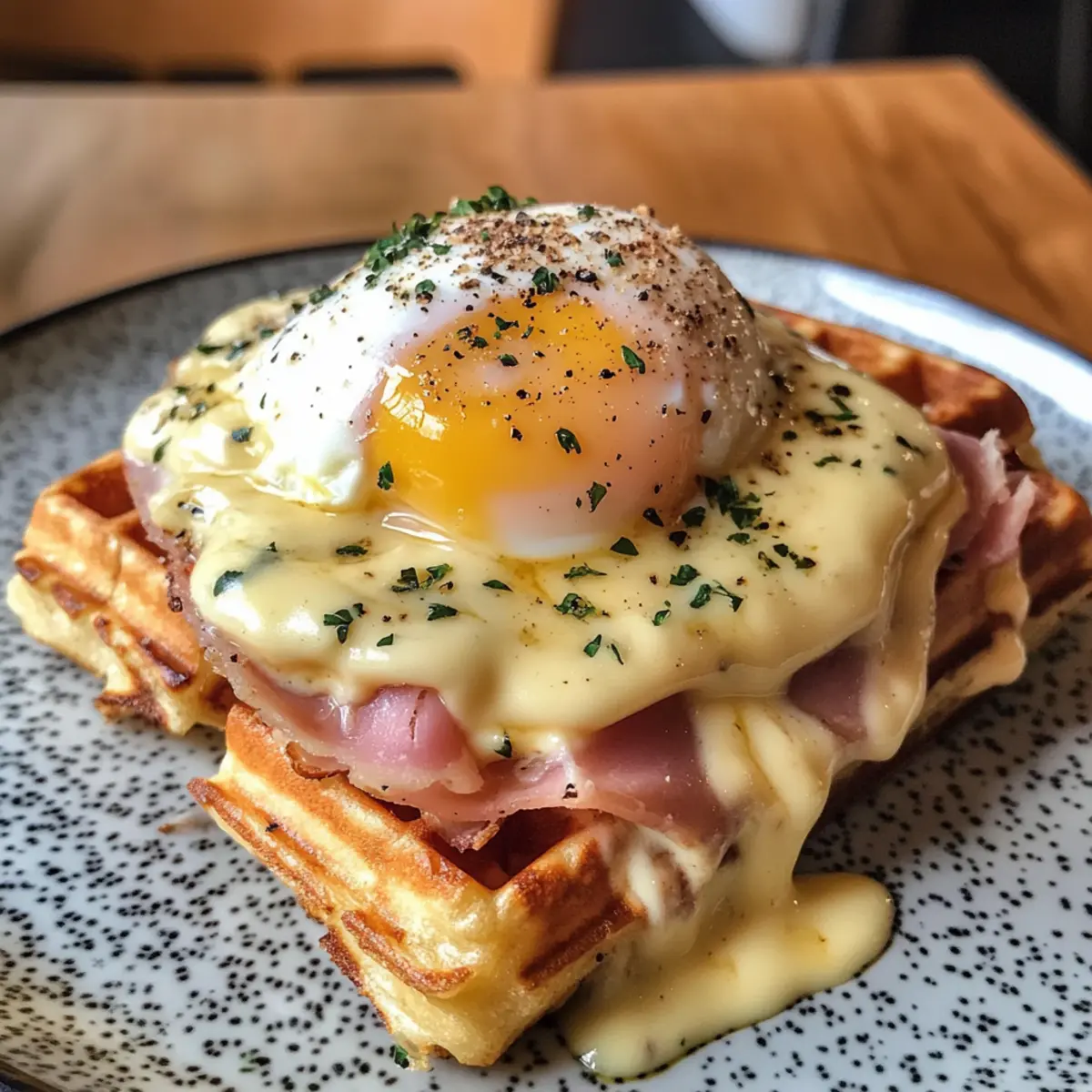 Savory Croque Madame Waffles for a Fun Brunch Twist
