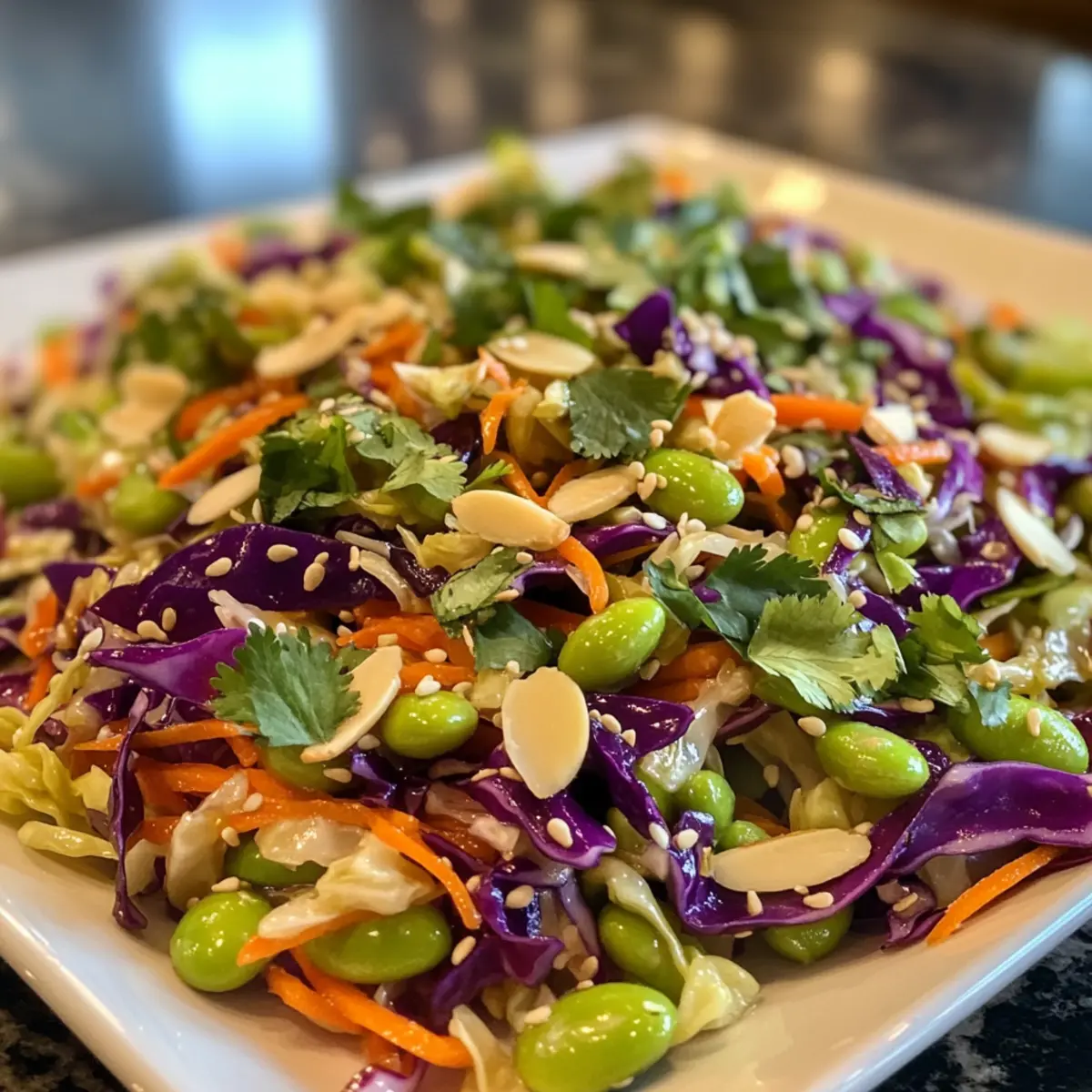 Crunchy Cabbage and Edamame Salad with Sesame Ginger Delight