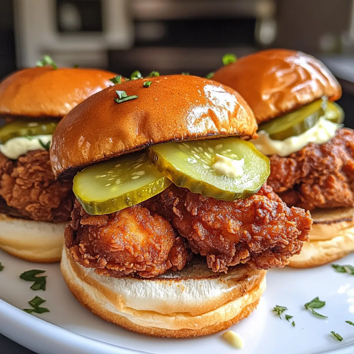 Nashville Hot Chicken Sliders with Dill Pickle Aioli Bliss