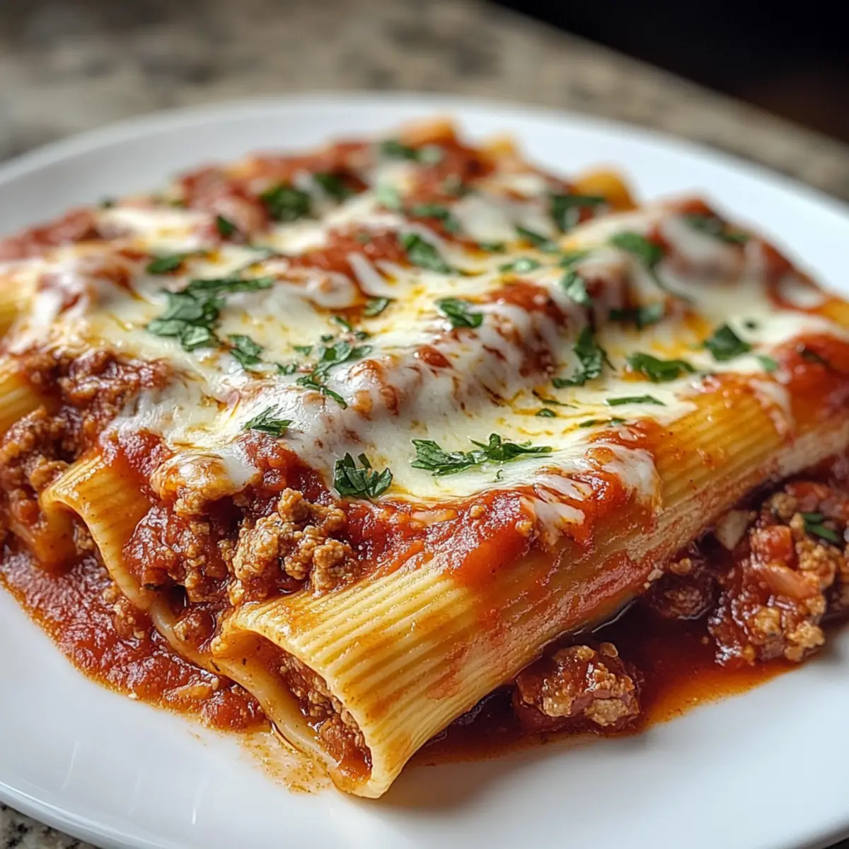Irresistible Stuffed Manicotti with Rich Meat Sauce Delight
