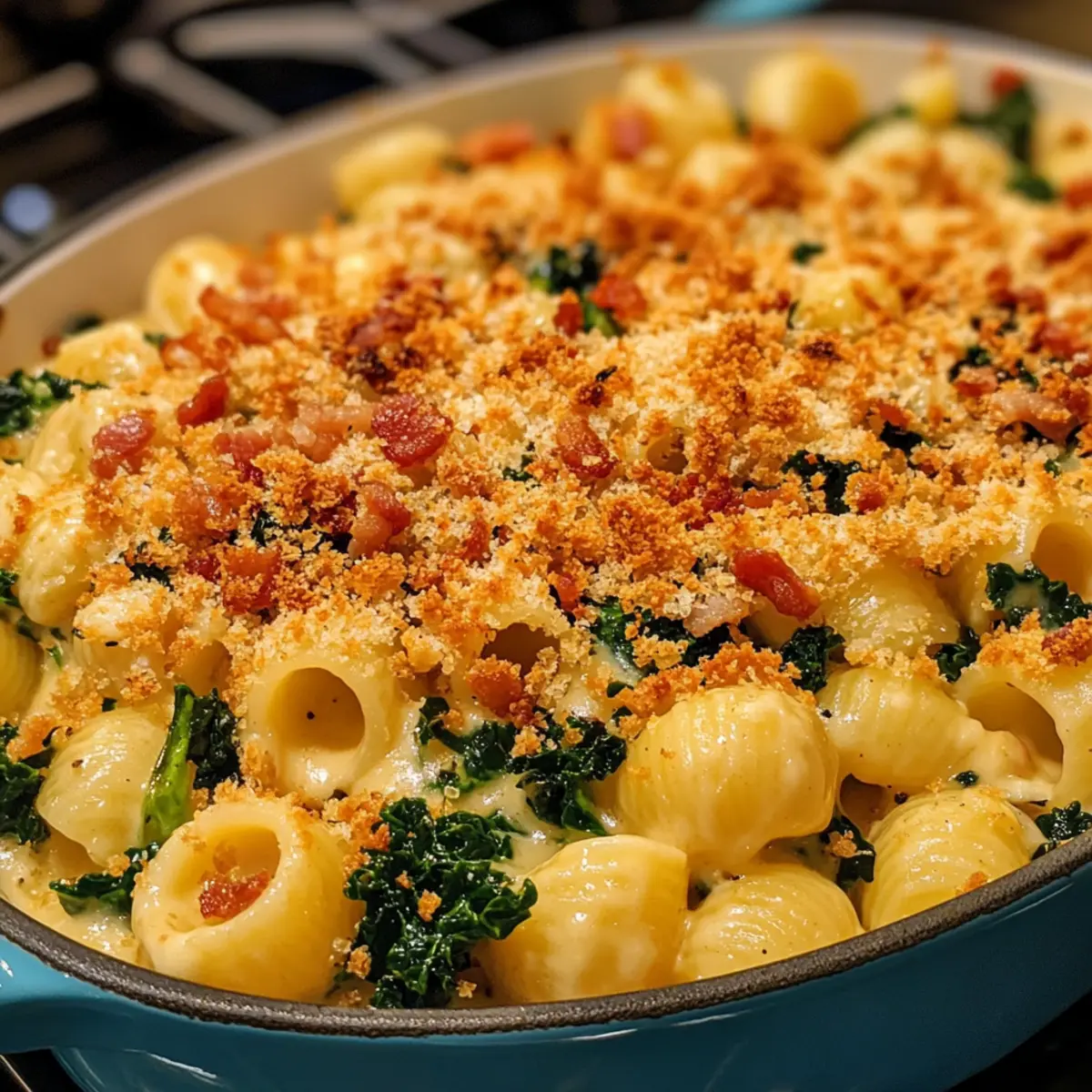 Creamy Mac and Cheese with Brussels Sprouts & Bacon Breadcrumbs