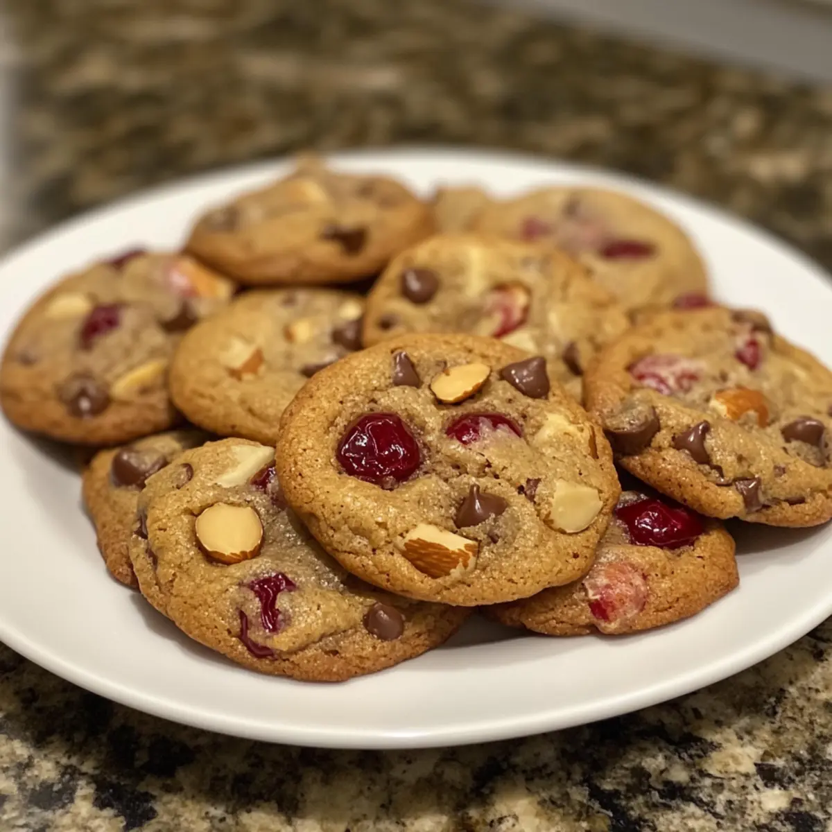 Cherry & Almond Chocolate Chip Cookies for Holiday Cheer