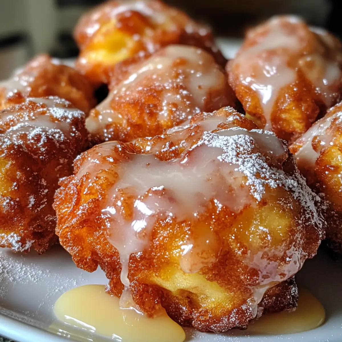Deliciously Crispy Rhubarb Fritters with Vanilla Glaze