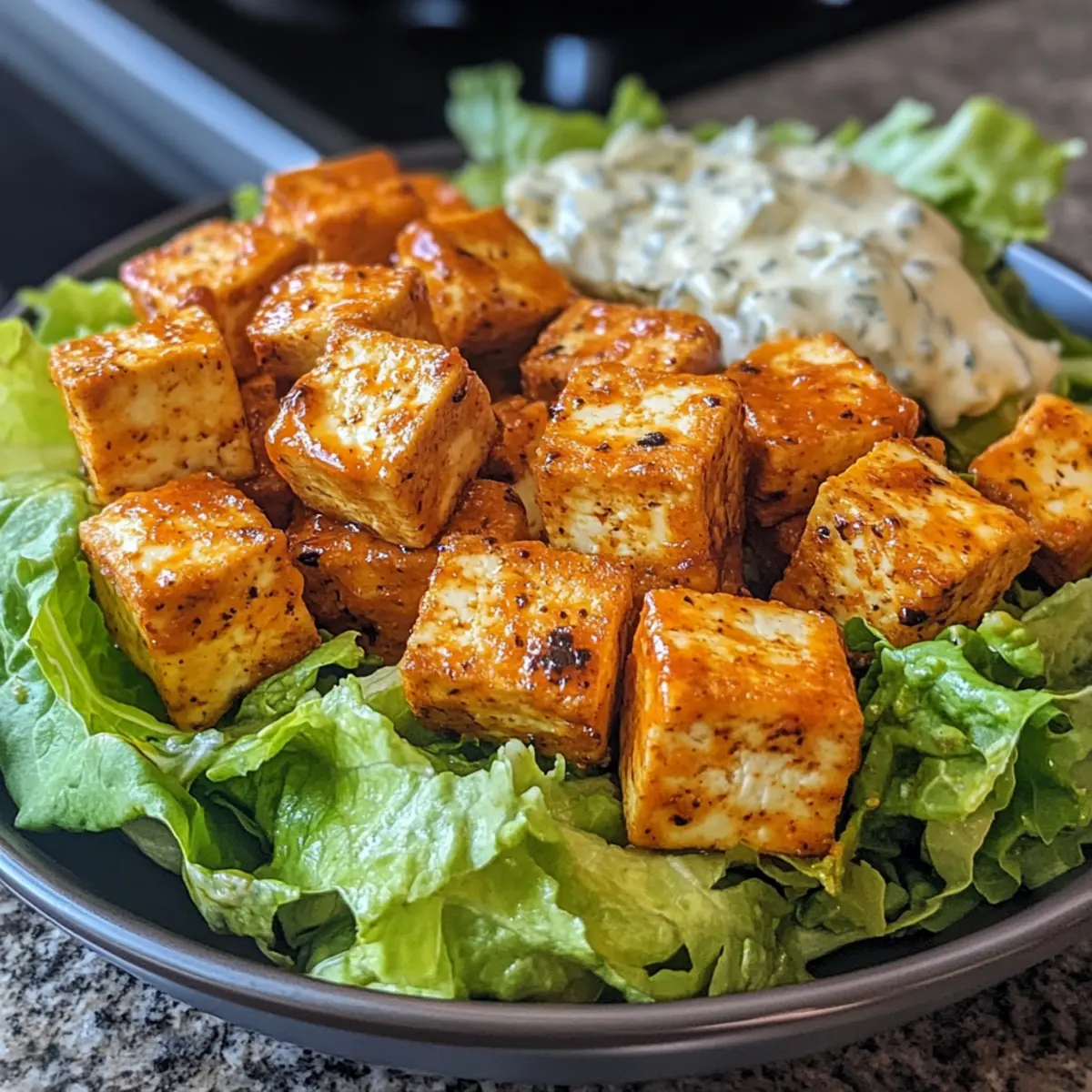 Crispy Buffalo Tofu Caesar Salad | Easy Weeknight Perfection