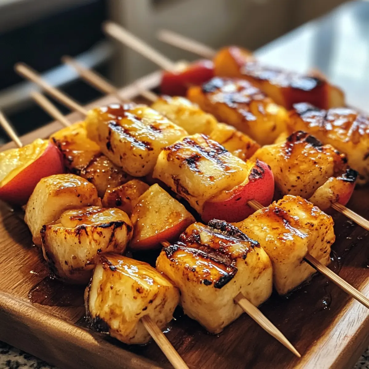 Grilled Nectarine and Halloumi Skewers Easy Honey Chili Delight