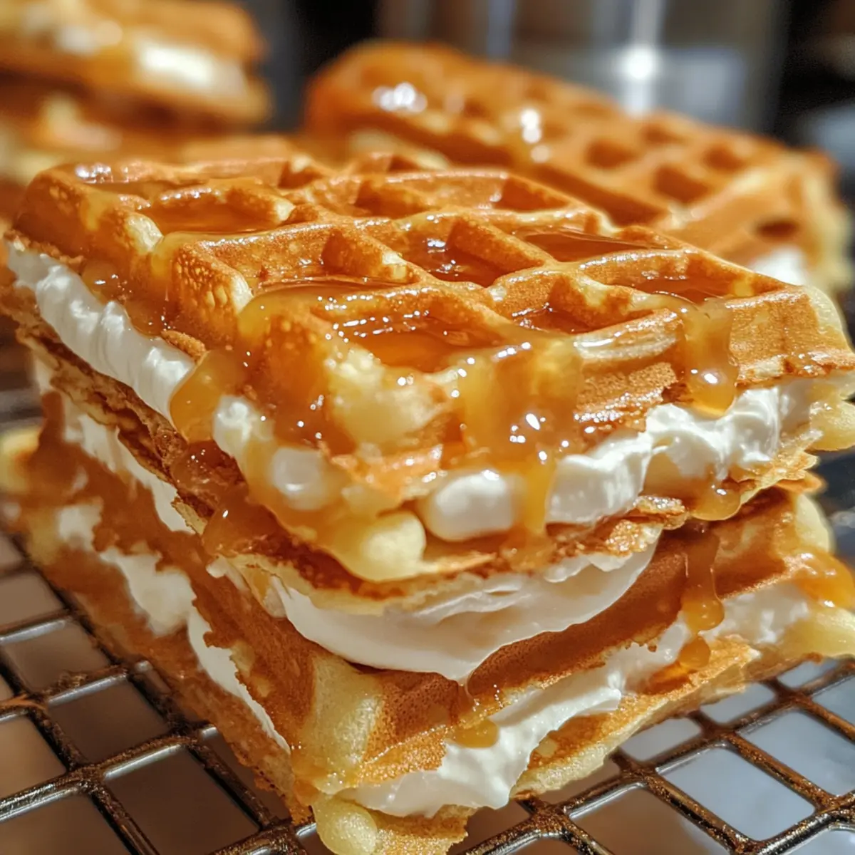 Heavenly Caramel Cream Waffle Sandwiches to Satisfy Cravings
