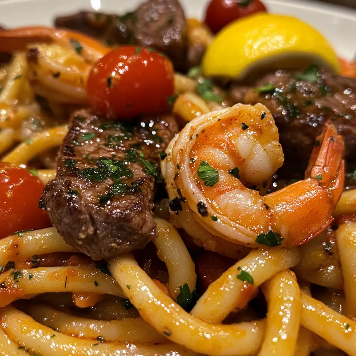 Savor Calabrian Steak and Shrimp Bucatini for Busy Nights