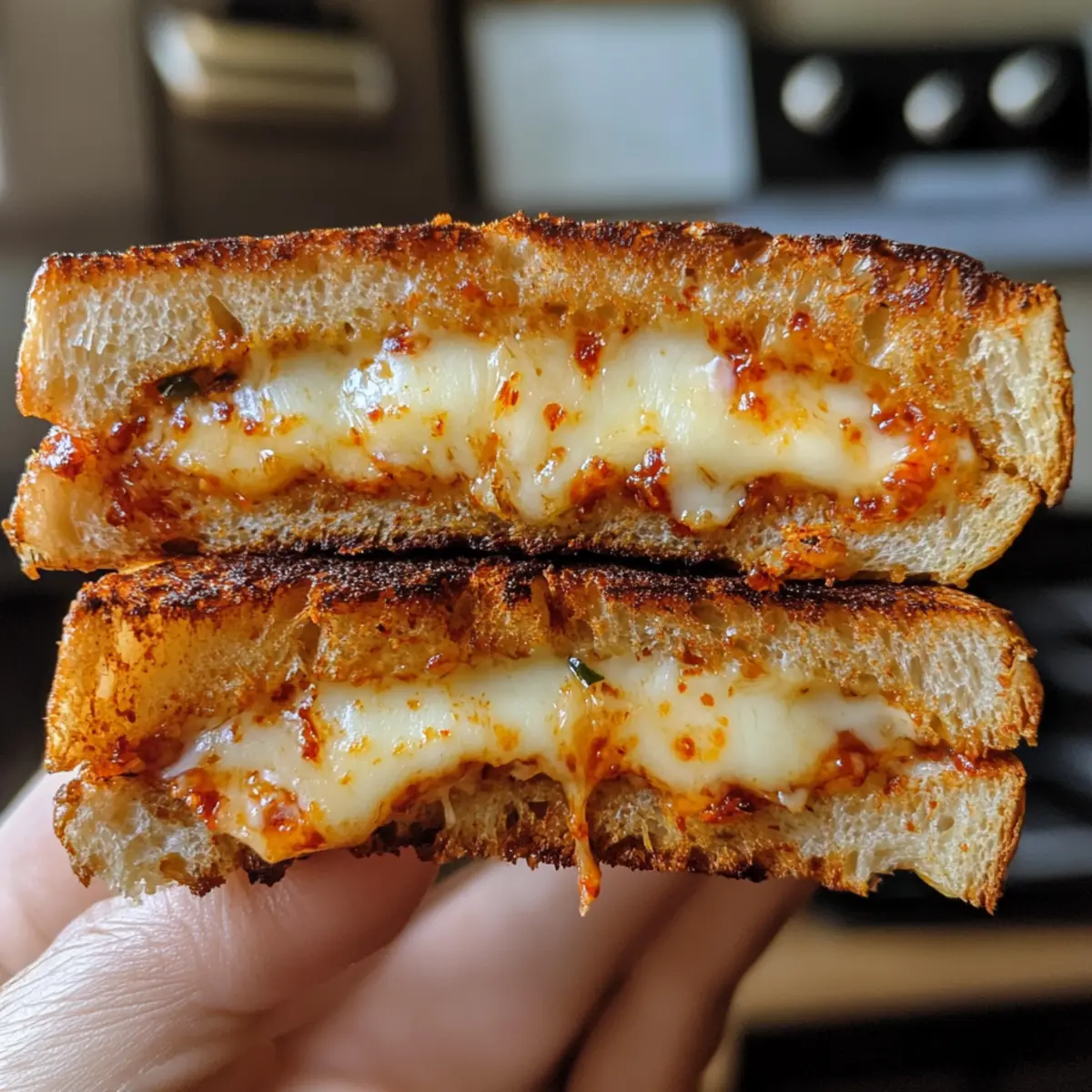 Irresistibly Spicy Airfried Chilli Grilled Cheese Delight