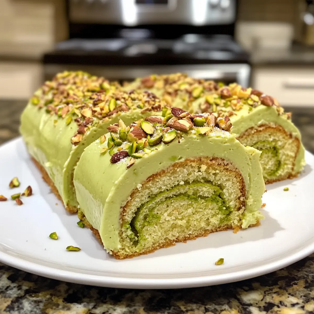 Delightful Pistachio Roll Cake: A Creamy Homemade Treat