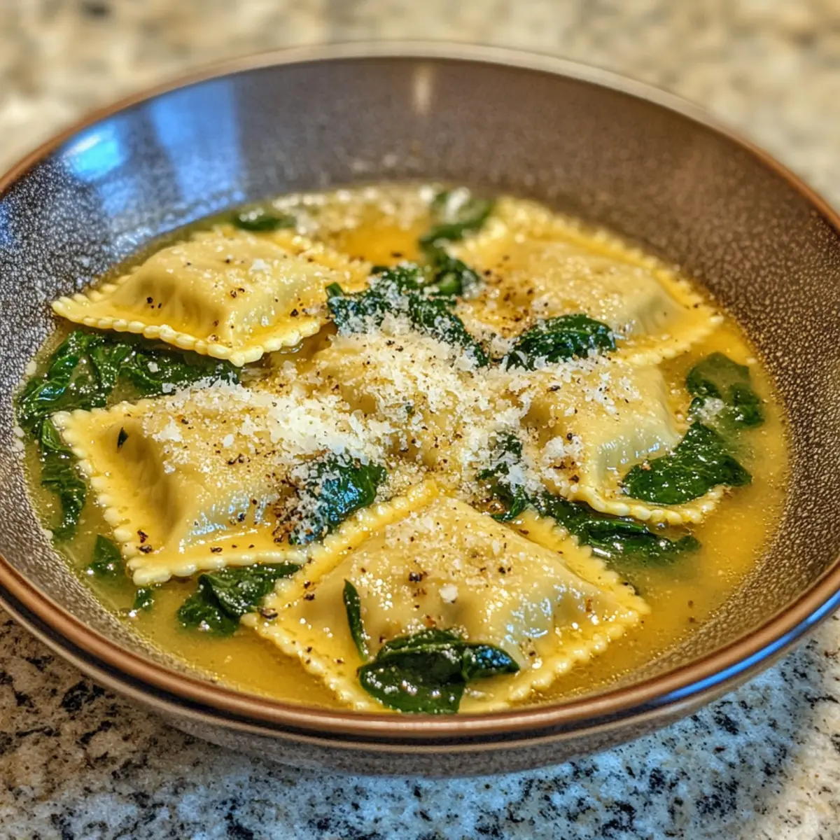 Comforting Ravioli Soup with Spinach & Parmesan in 20 Minutes