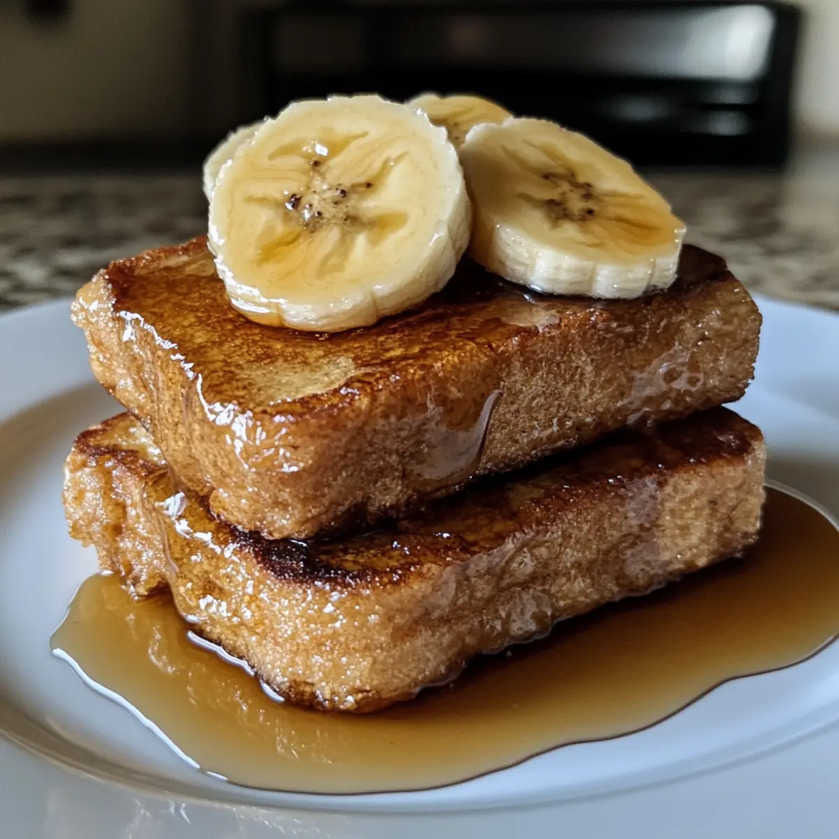 Peanut Butter French Toast with Bananas and Maple Syrup Bliss