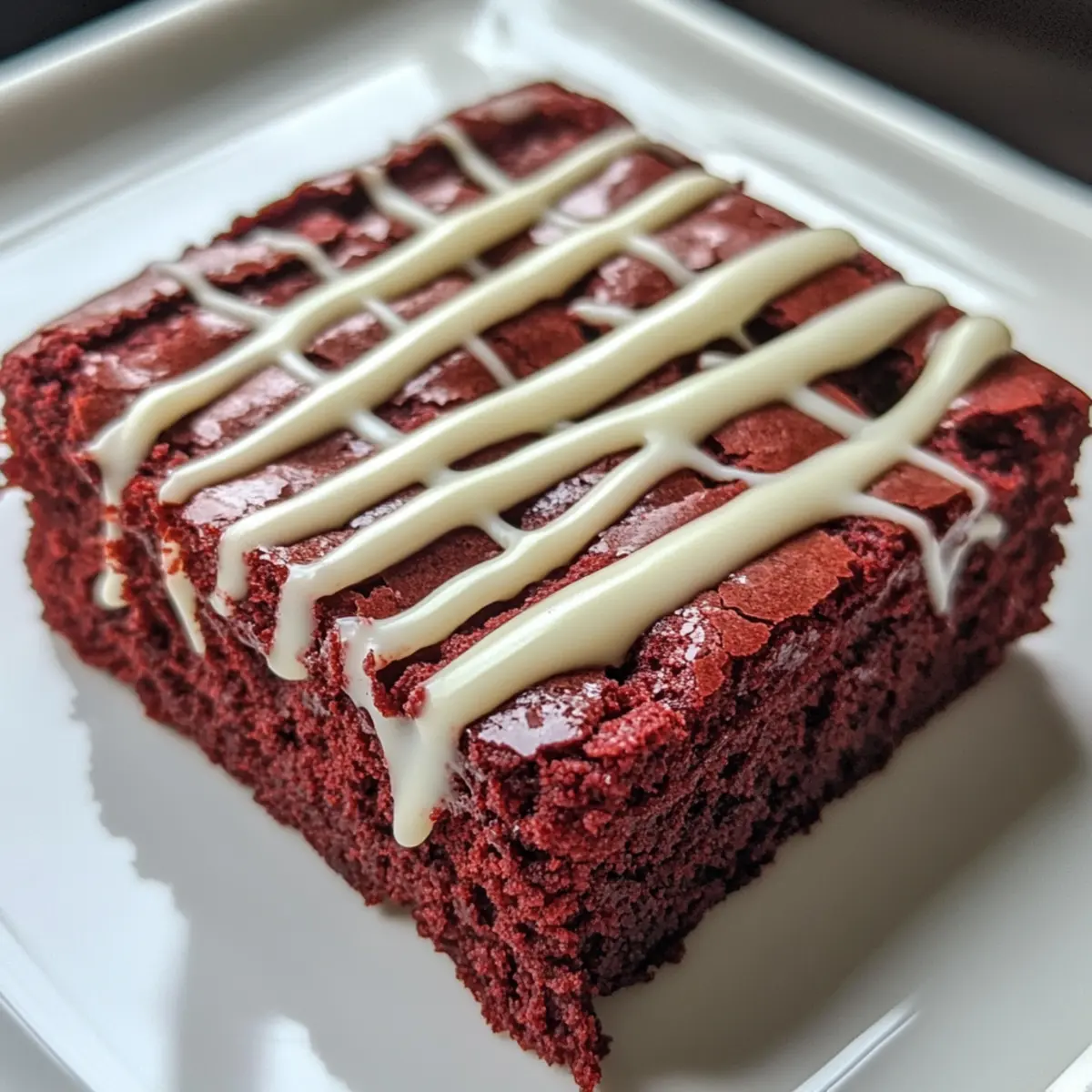 Decadent Red Velvet Brownies with White Chocolate Drizzle