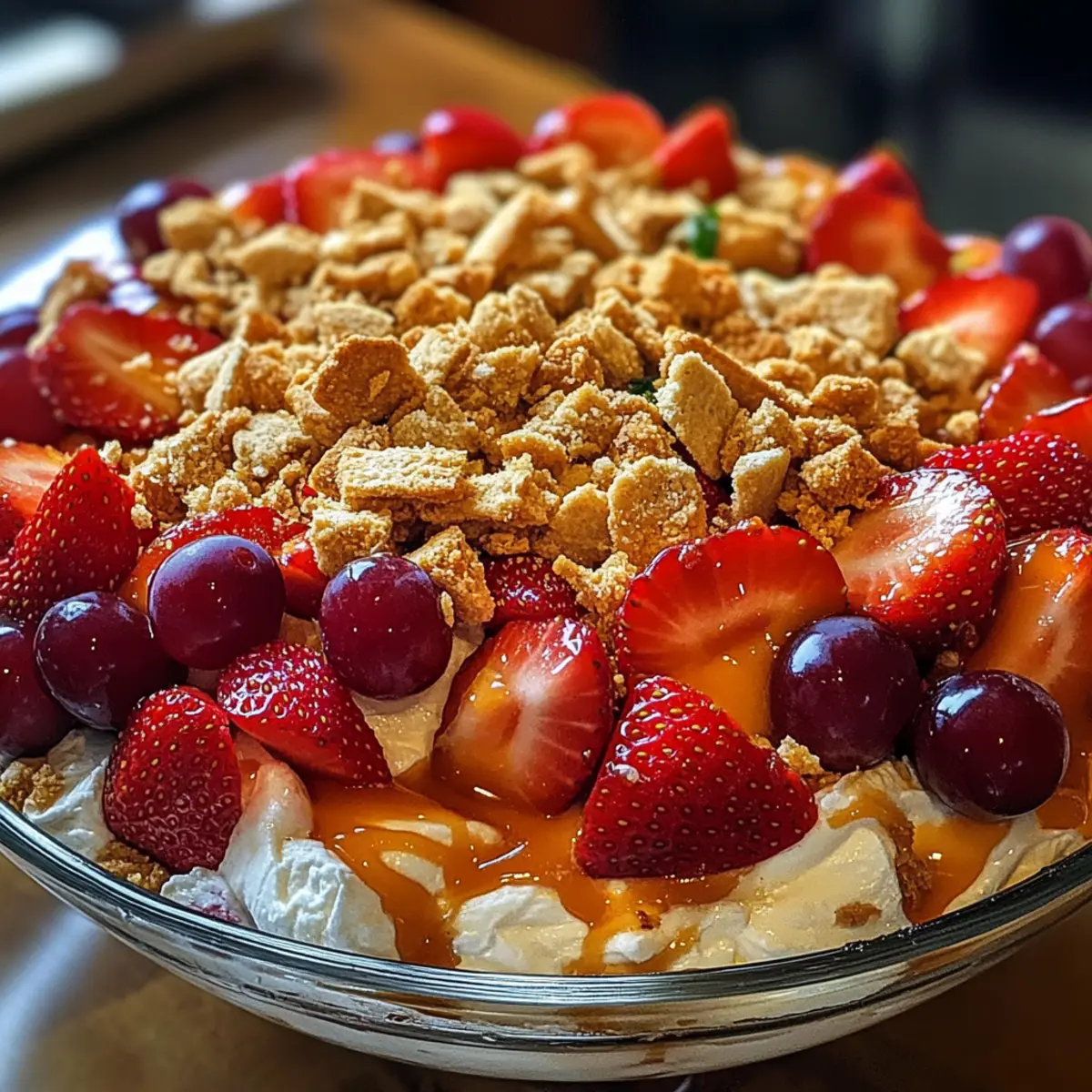 Caramel Crunch Cheesecake Fruit Salad Bliss for Summer Joy
