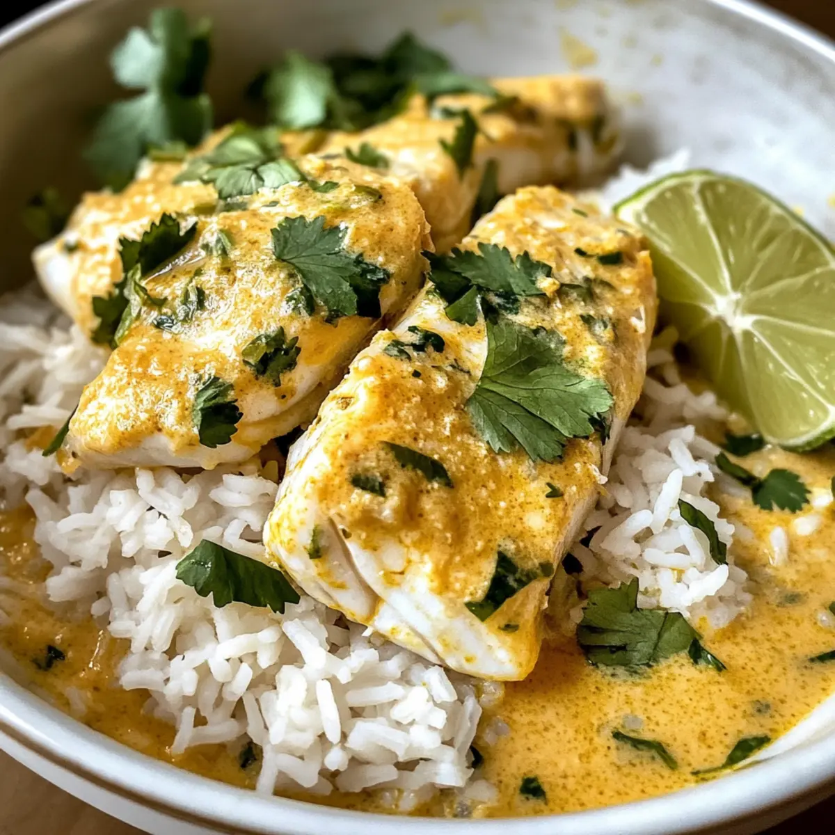 Delicious Coconut Lime Fish Curry with Jasmine Rice for Dinner