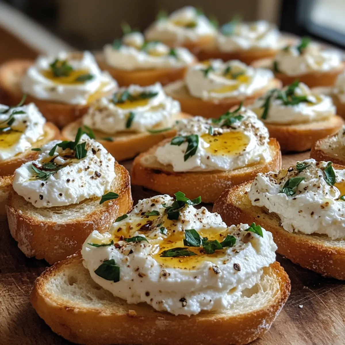 Whipped Feta Crostini with Spicy Hot Honey Perfection