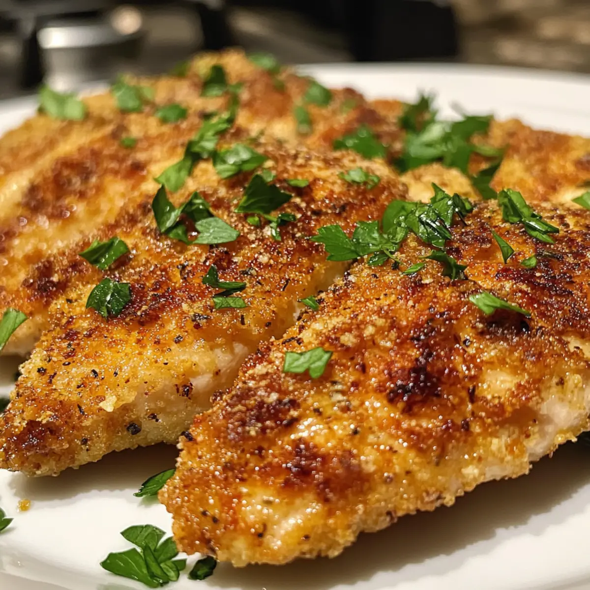 Crispy Parmesan Chicken with Rich Garlic Sauce for Dinner Delight